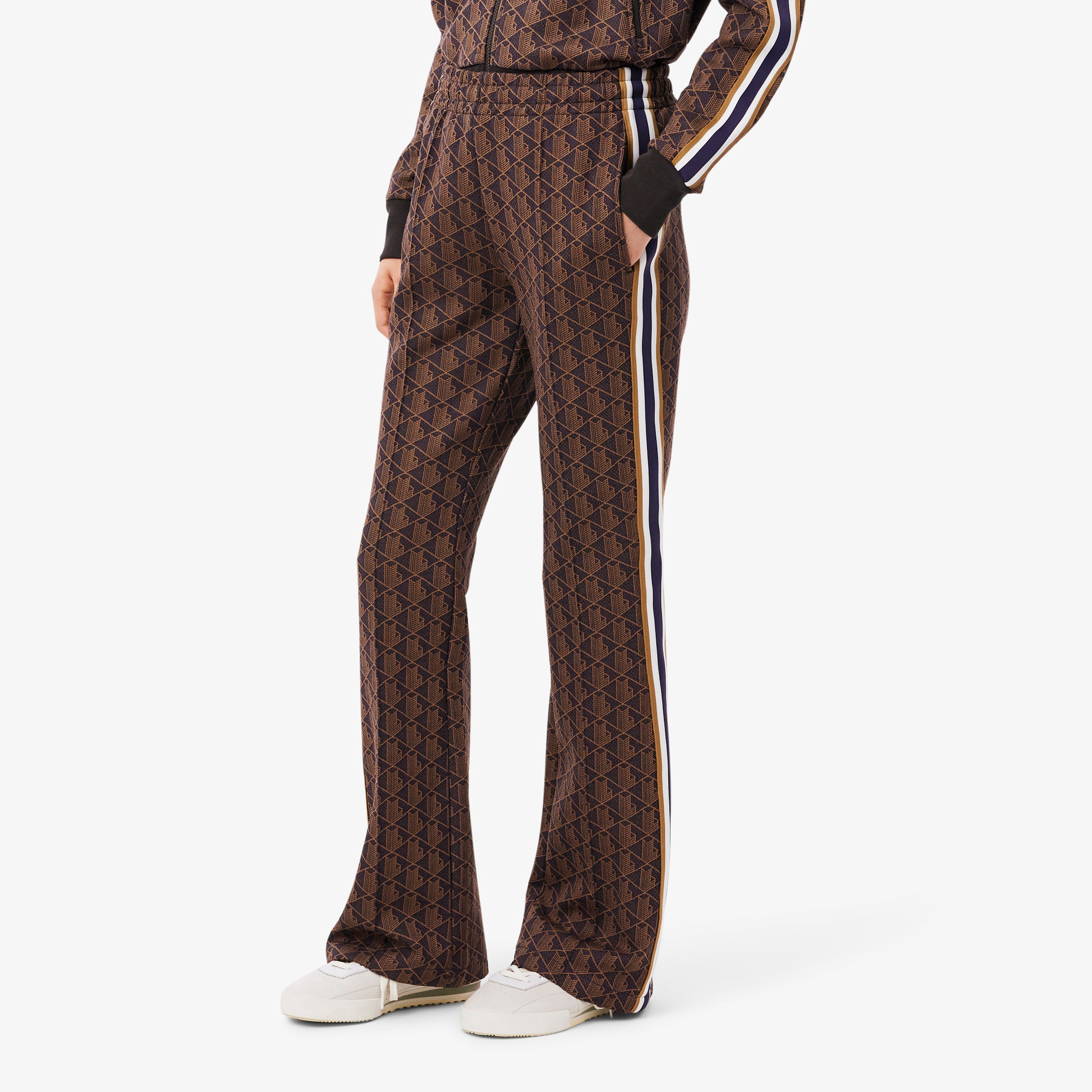 Lacoste Kadın Flare Fit Monogram Kahverengi Eşofman Altı