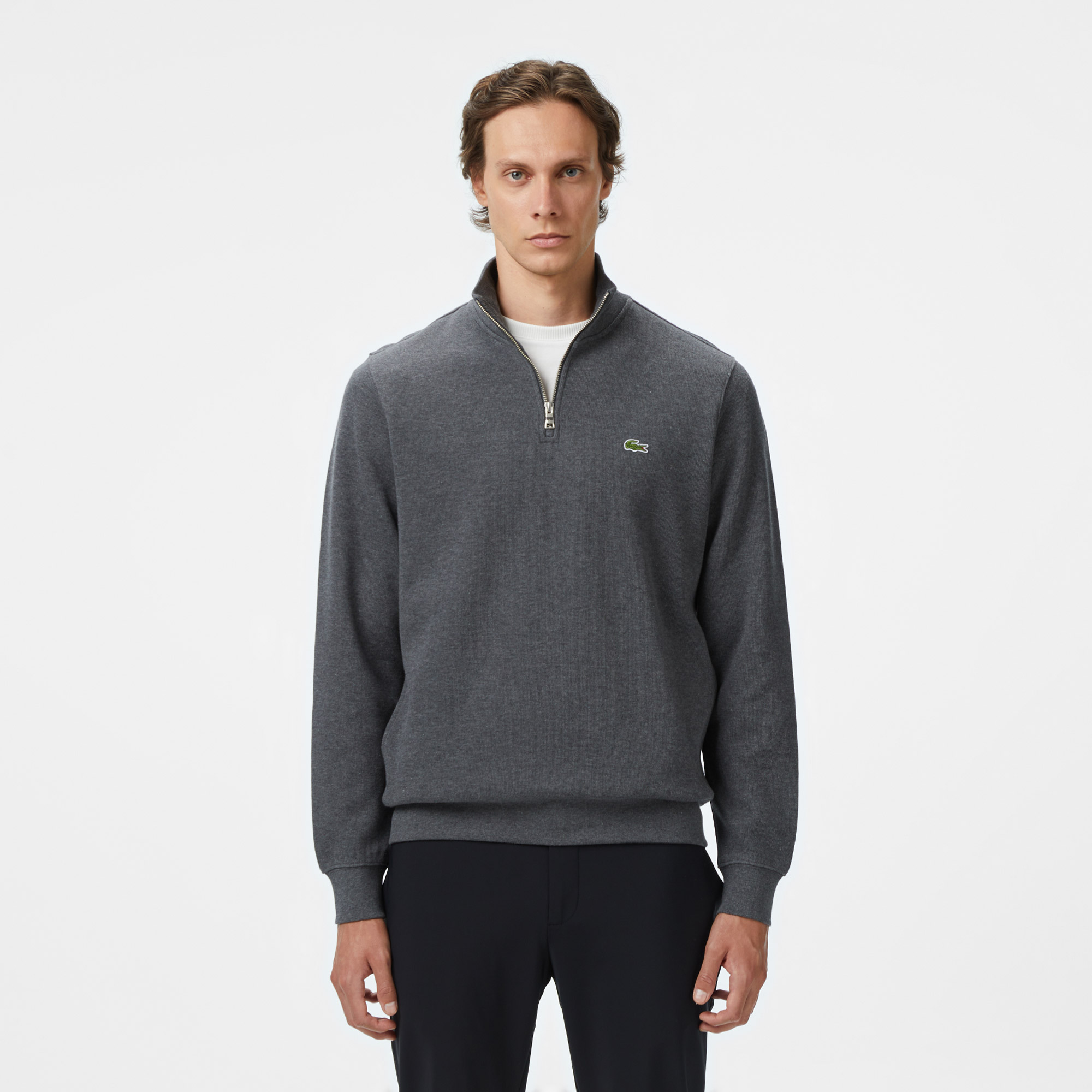 ふ*ん様 LACOSTE ジャージ ブラック/グレー US L Lacoste Erkek Classic Fit Yarım Fermuarlı Gri Sweatshirt4