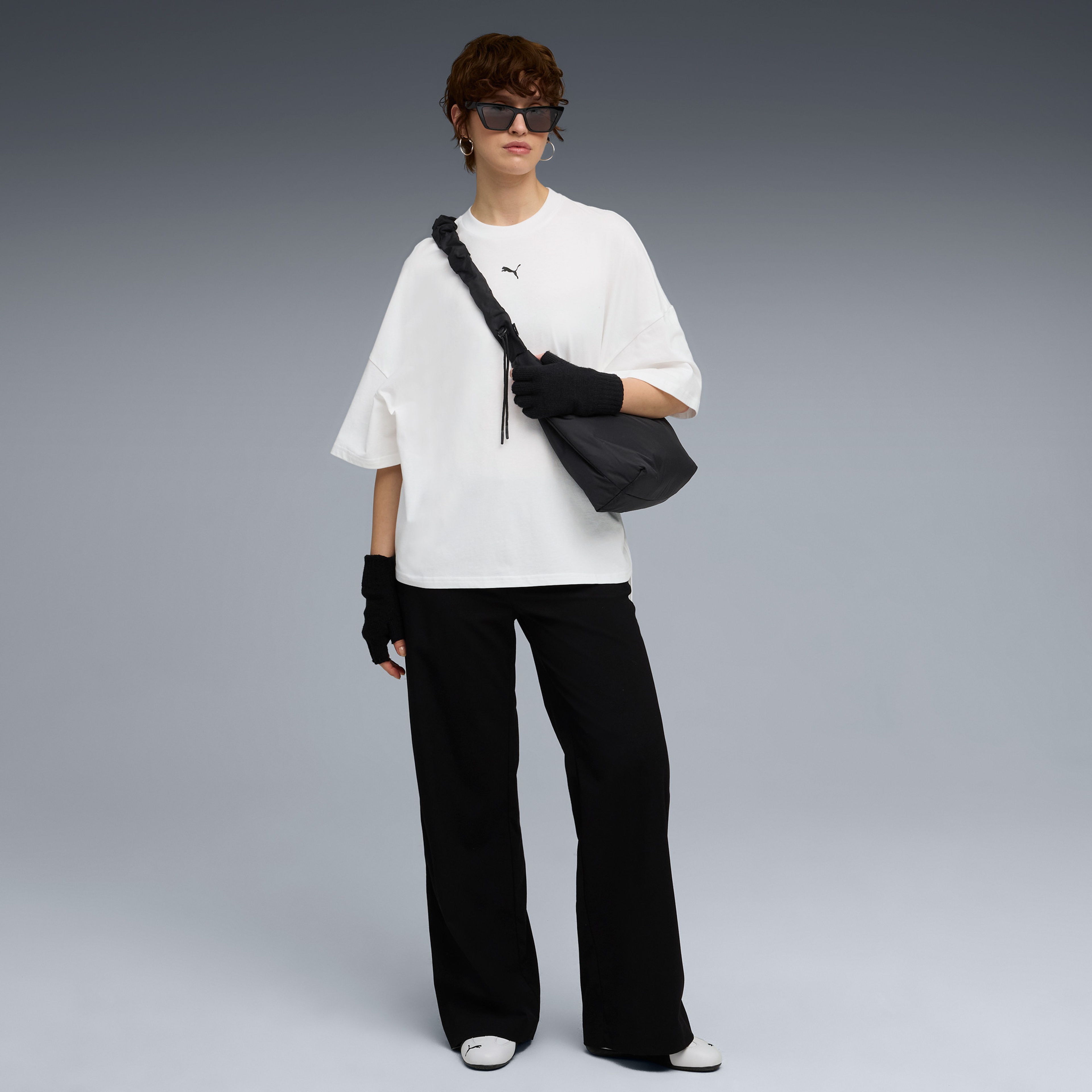 Puma Dare To Oversized Ruched Kadın Beyaz T-Shirt