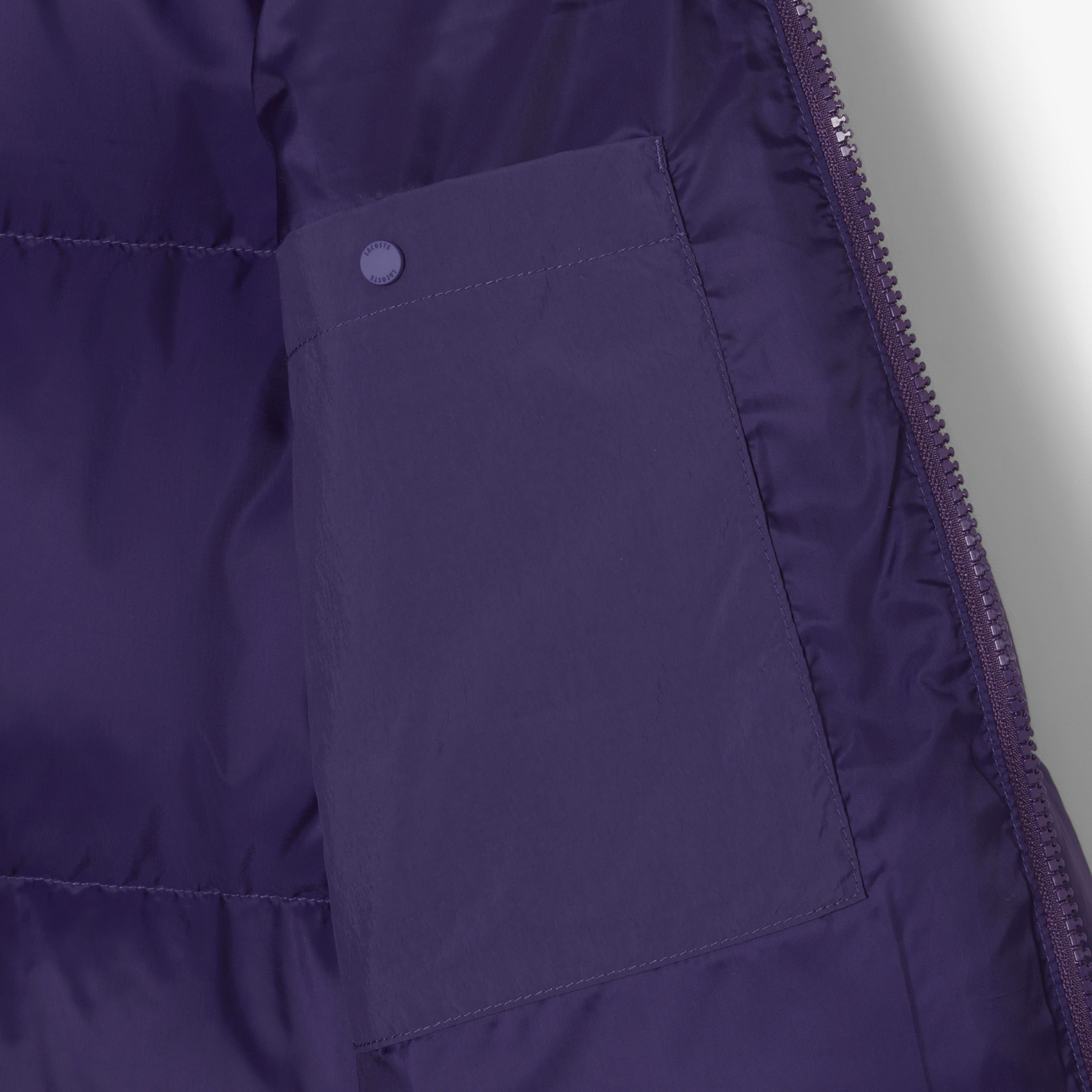 Lacoste Kadın Relaxed Fit Kapüşonlu Mor Şişme Mont