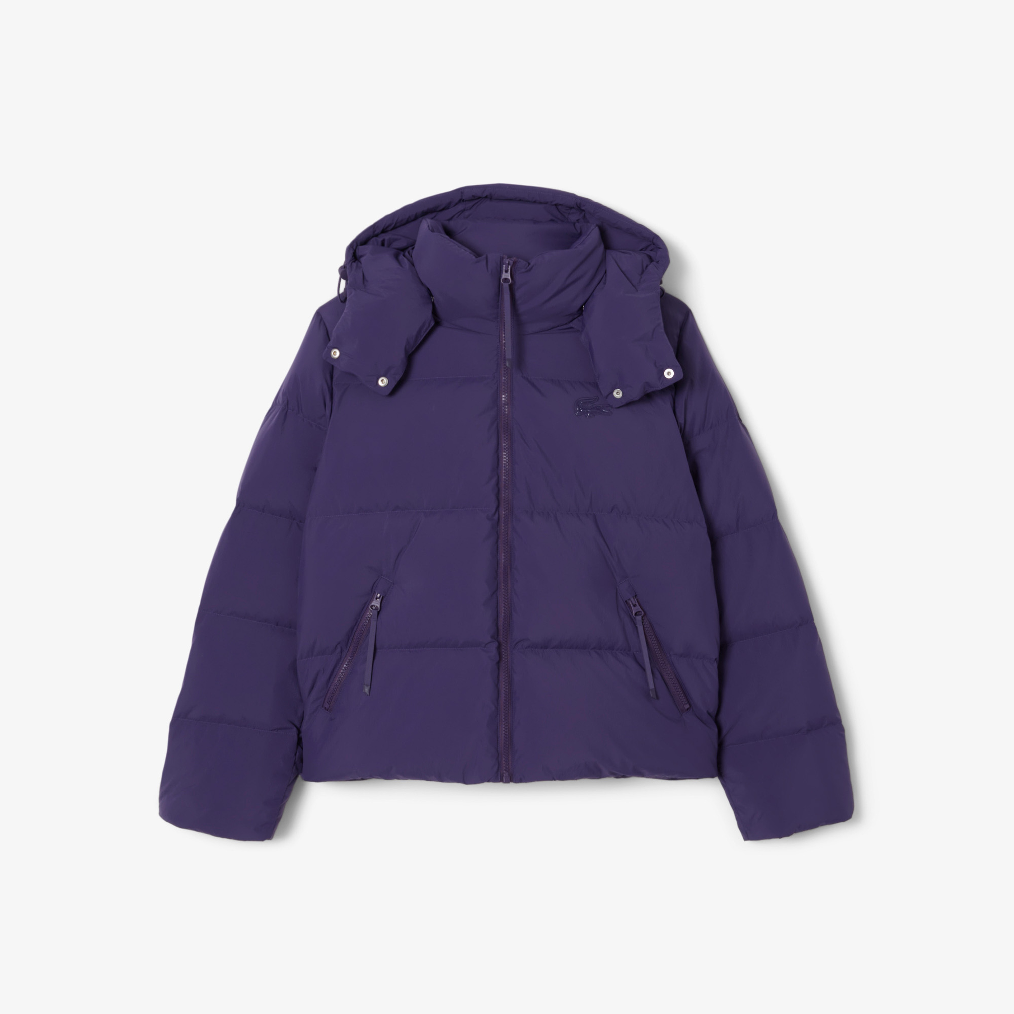 Lacoste Kadın Relaxed Fit Kapüşonlu Mor Şişme Mont