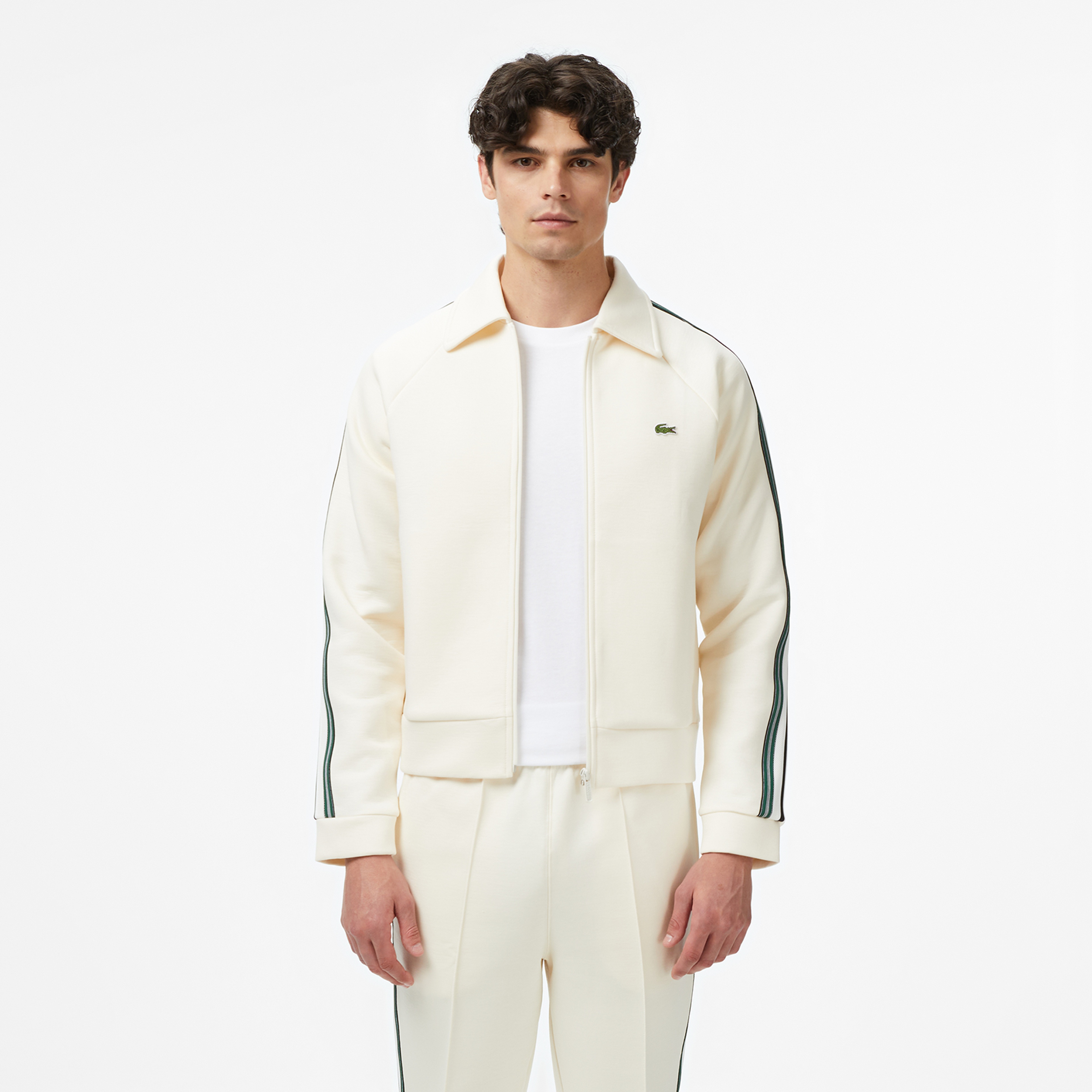 Erkek Regular Fit Fermuarlı Krem Sweatshirt