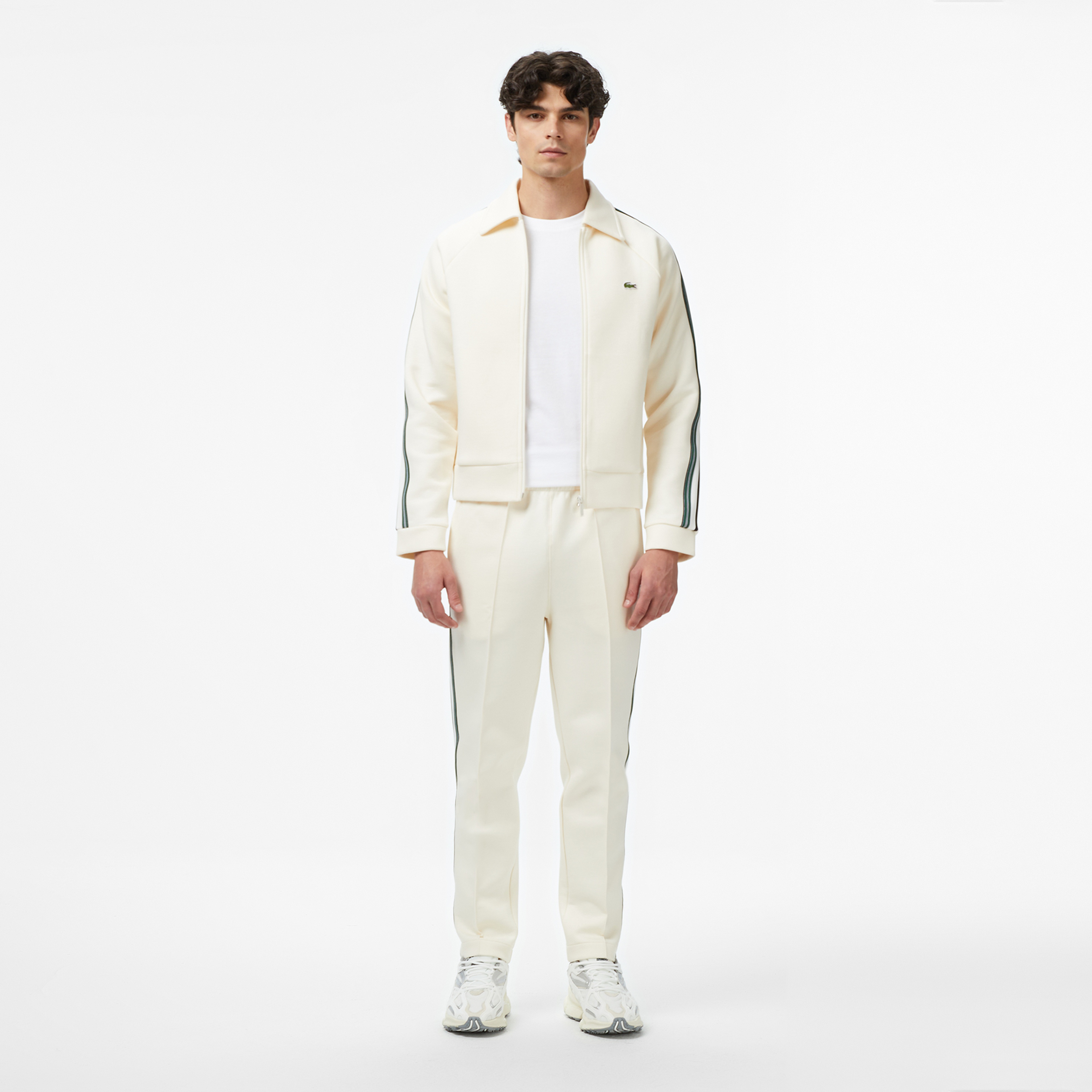 Erkek Regular Fit Fermuarlı Krem Sweatshirt