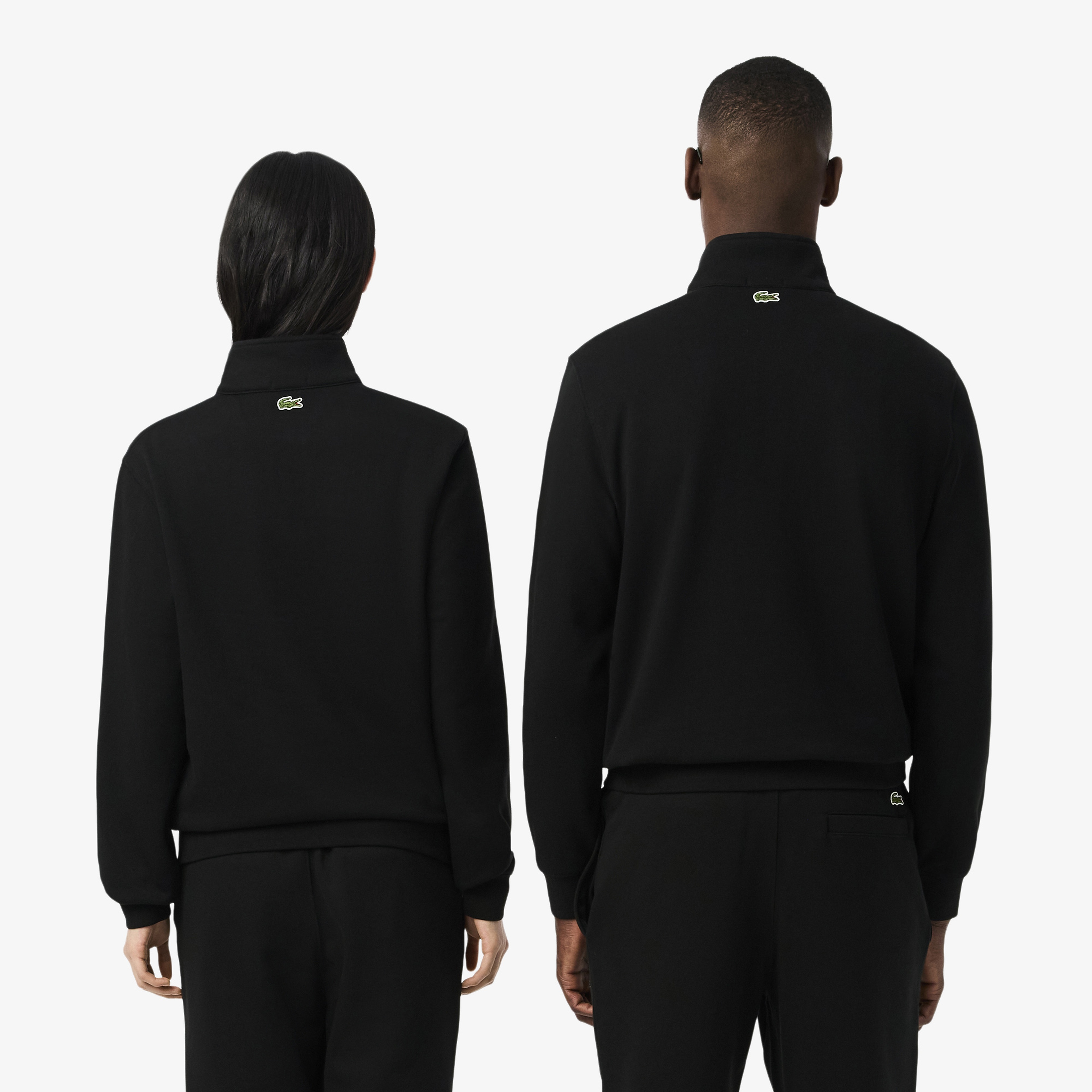 Lacoste High Neck Zip-Up Print Unisex Siyah Sweatshirt