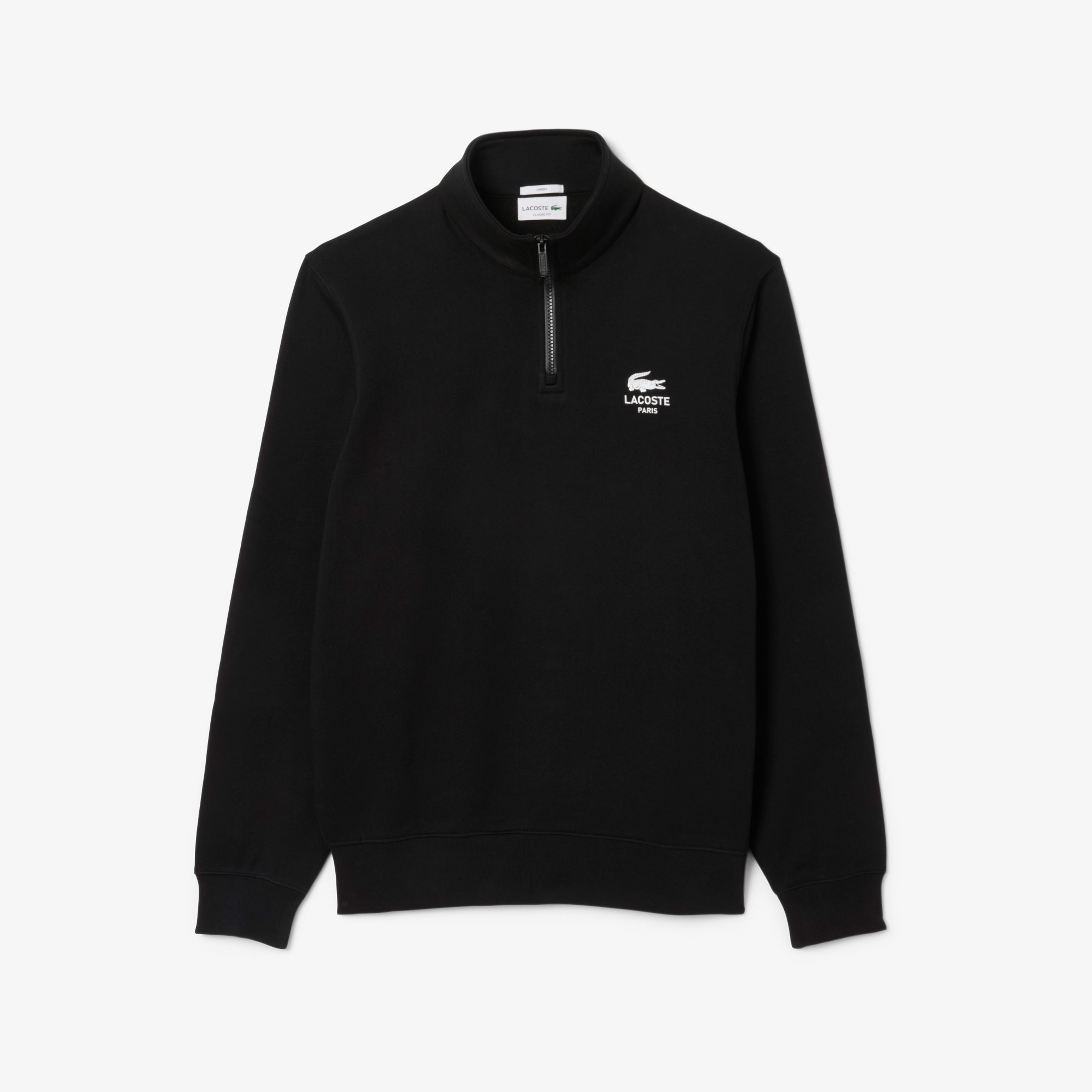 Lacoste High Neck Zip-Up Print Unisex Siyah Sweatshirt