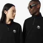 Lacoste High Neck Zip-Up Print Unisex Siyah Sweatshirt