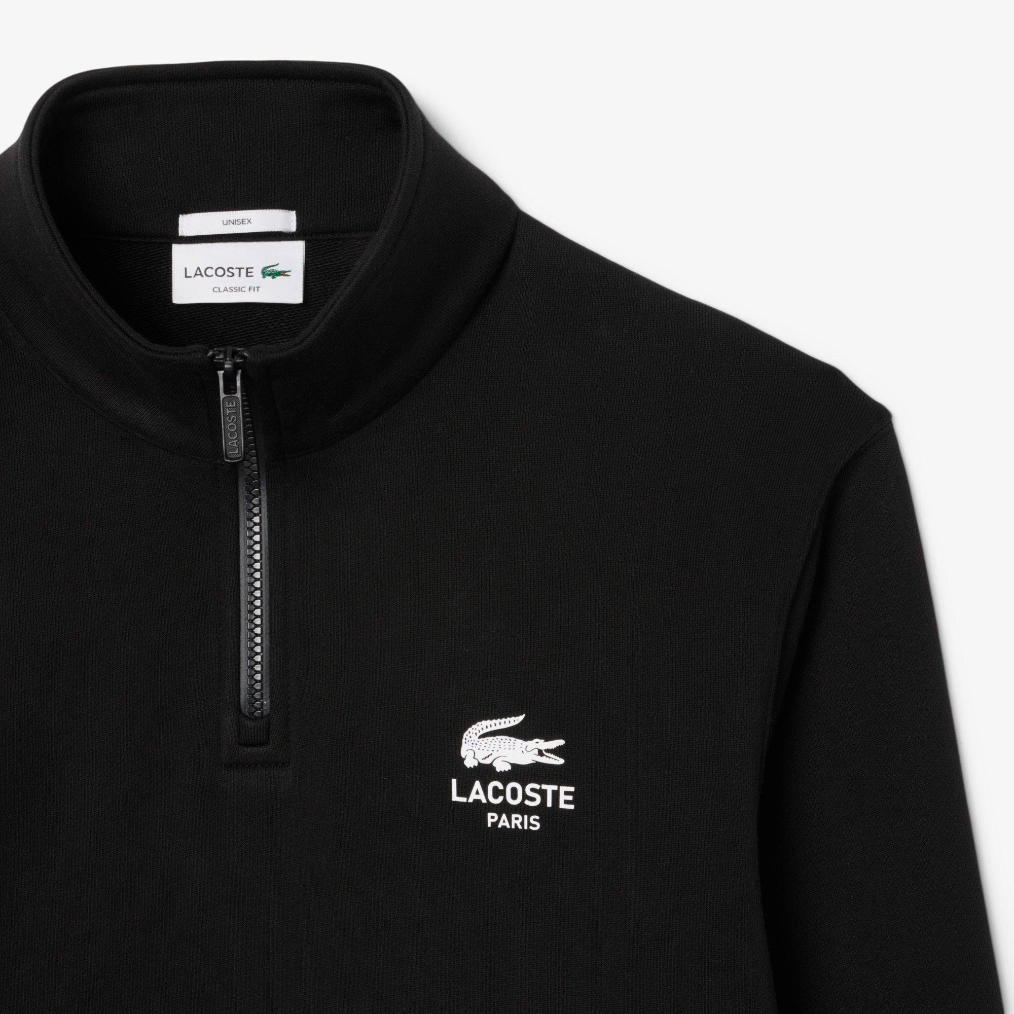 Lacoste High Neck Zip-Up Print Unisex Siyah SweatshirtXLSH2735