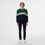 Erkek Classic Fit Bisiklet Yaka Renk Bloklu Lacivert Kazak