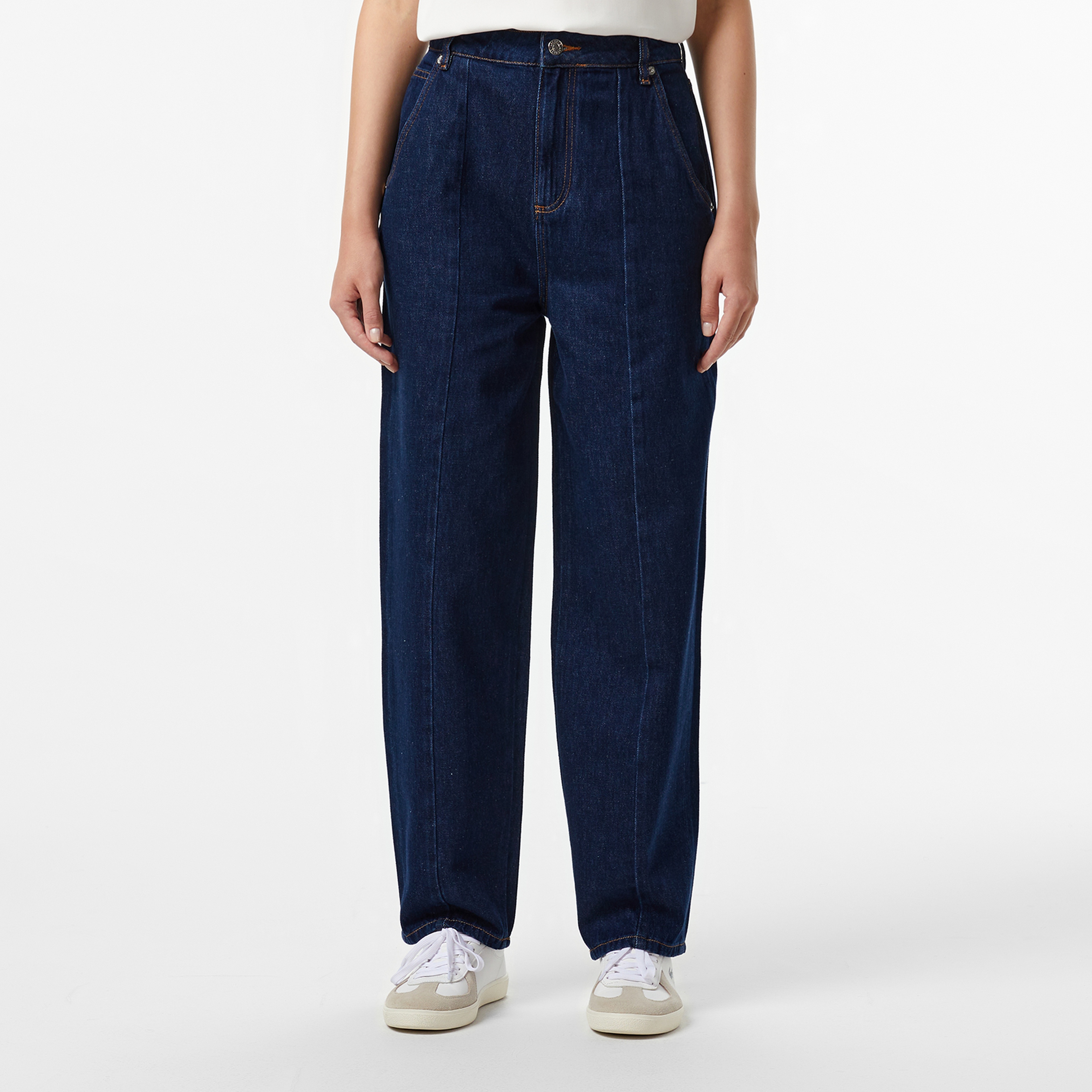 Kadın Relaxed Fit Koyu Mavi Jean Pantolon