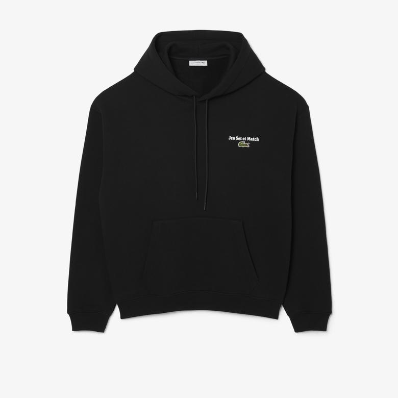 Erkek Loose Fit Kapüşonlu Siyah Sweatshirt