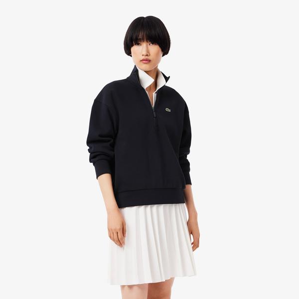 Kadın Relaxed Fit Yarım Fermuarlı Lacivert Sweatshirt