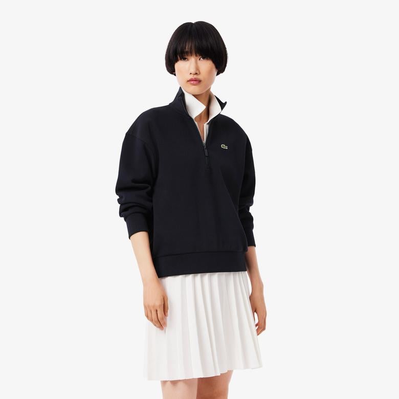 Kadın Relaxed Fit Yarım Fermuarlı Lacivert Sweatshirt