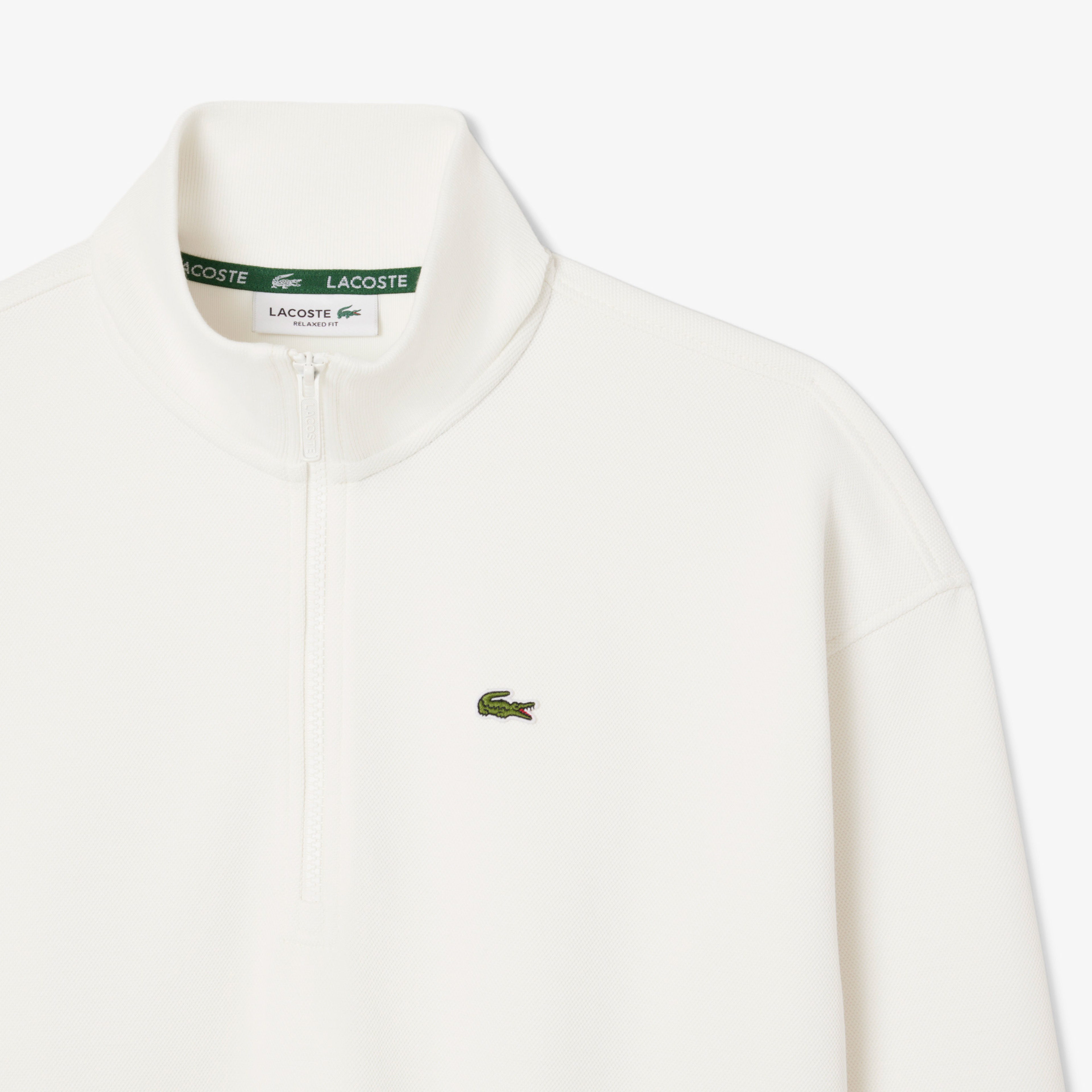 Kadın Relaxed Fit Yarım Fermuarlı Beyaz Sweatshirt