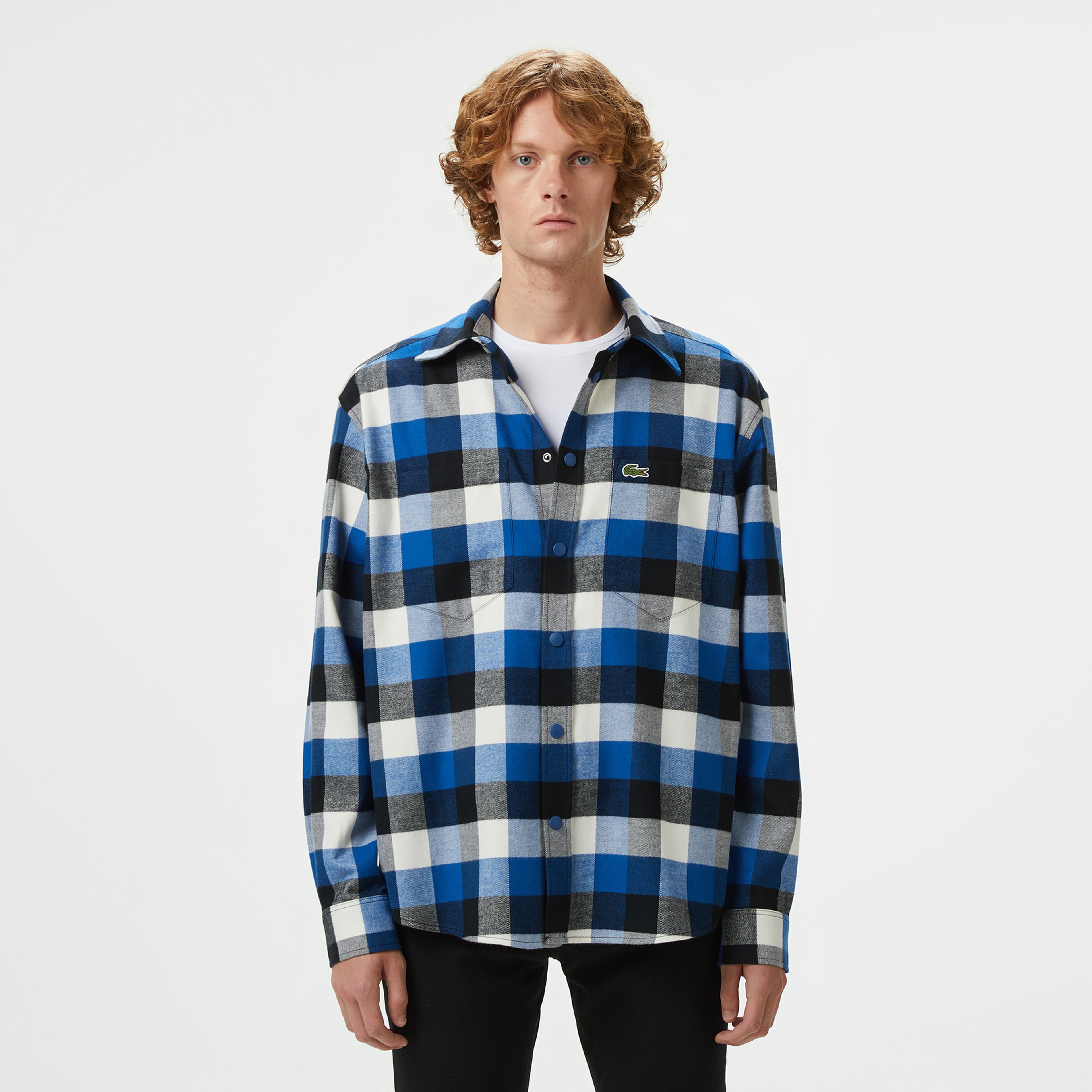 Erkek Relaxed Fit Kareli Lacivert Gömlek