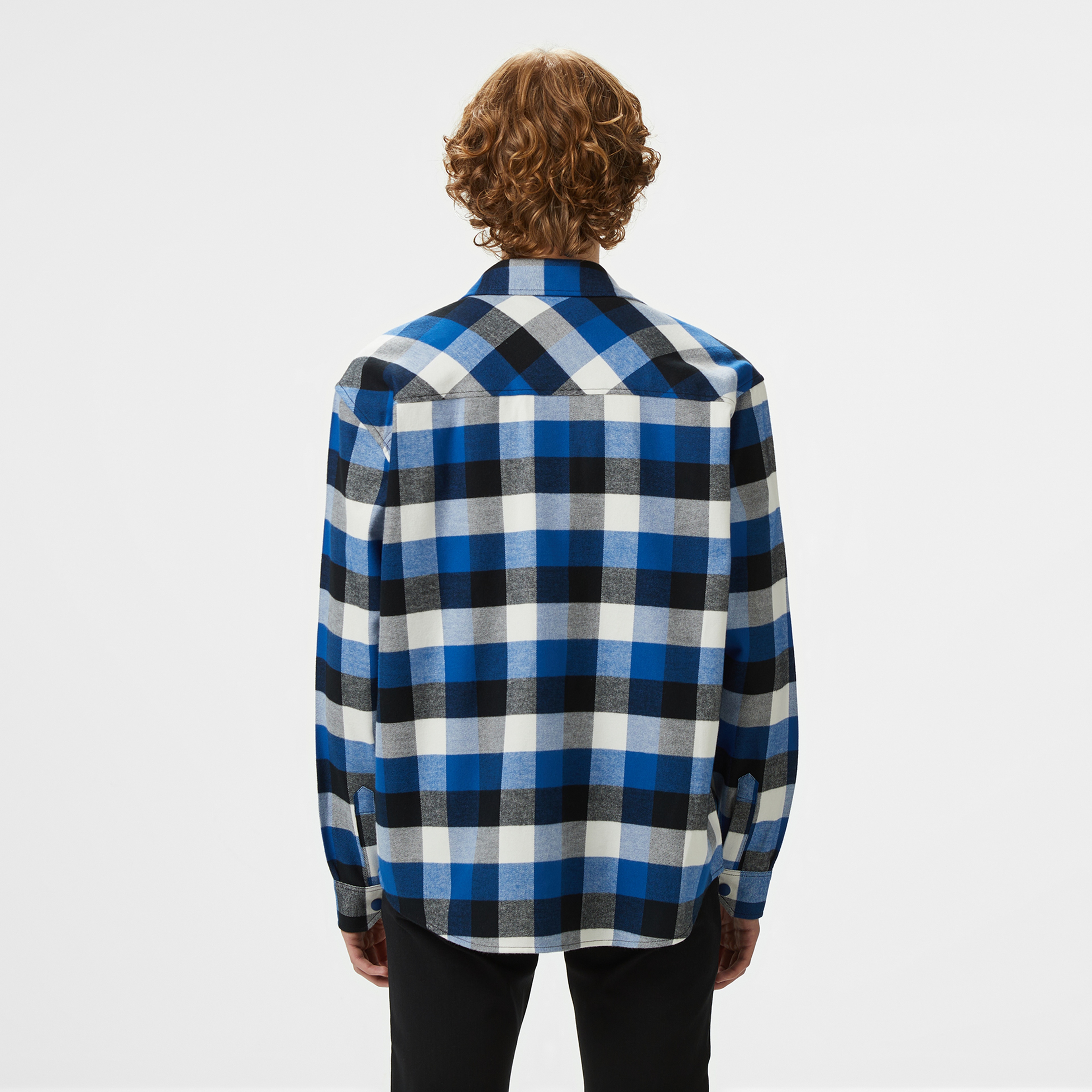 Erkek Relaxed Fit Kareli Lacivert Gömlek