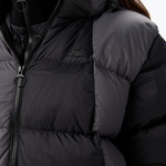 Kadın Kapüşonlu Renk Bloklu Siyah Mont