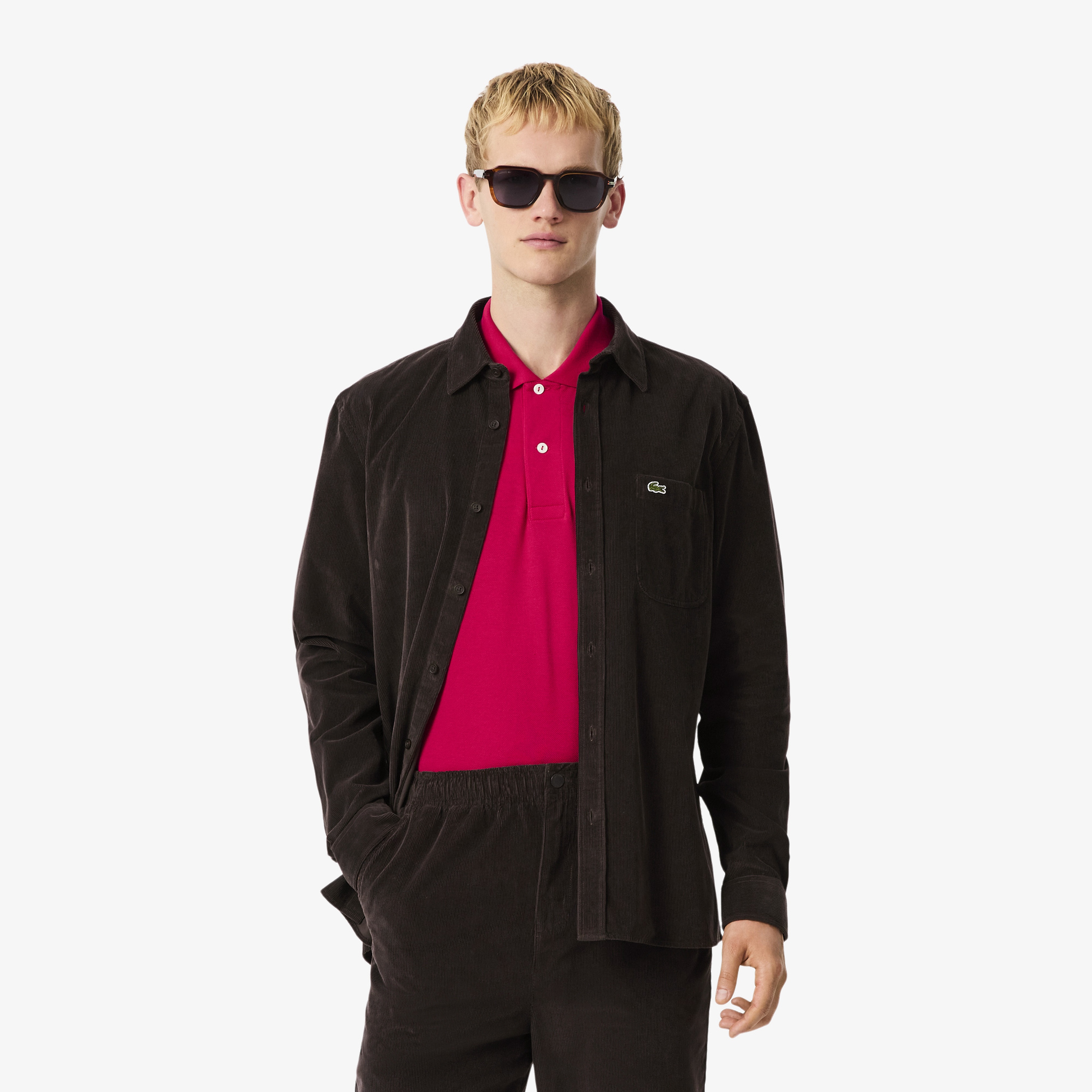 Erkek Regular Fit Kadife Kahverengi Gömlek