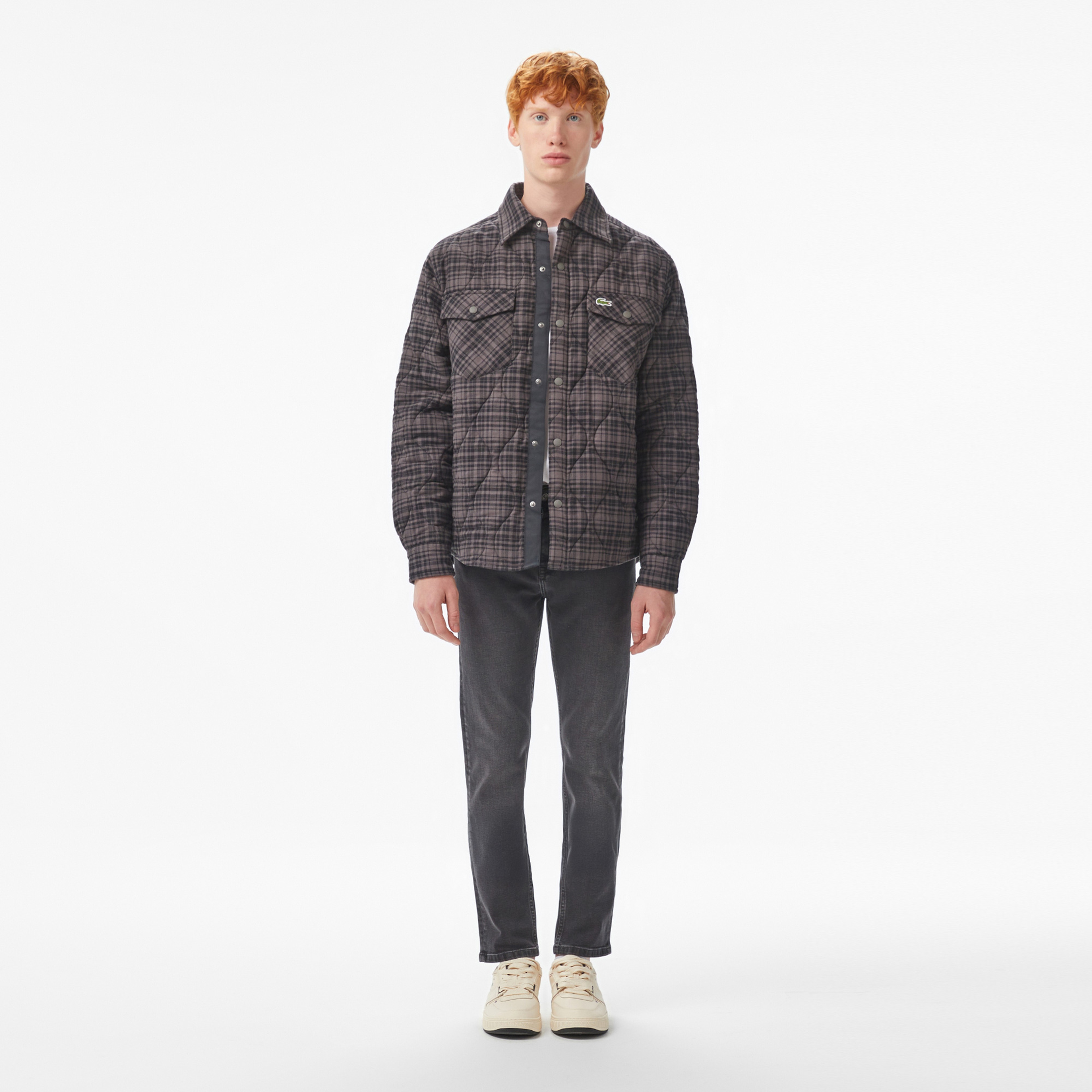 Erkek Relaxed Fit Kareli Siyah Dış Gömlek