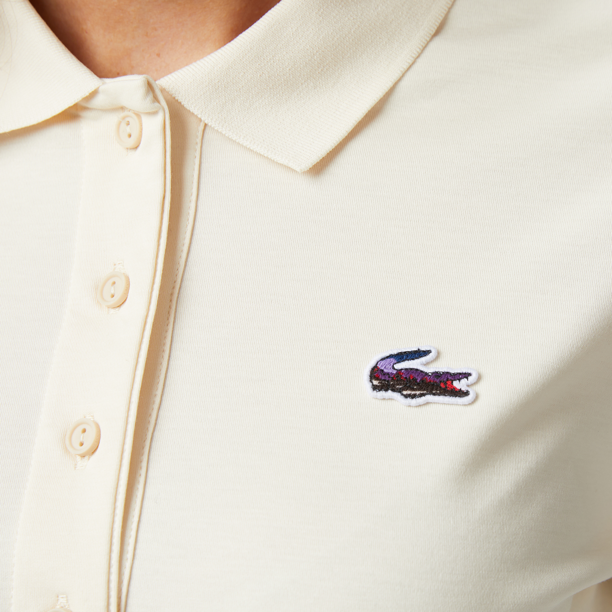 Kadın Regular Fit Uzun Kollu Krem Polo