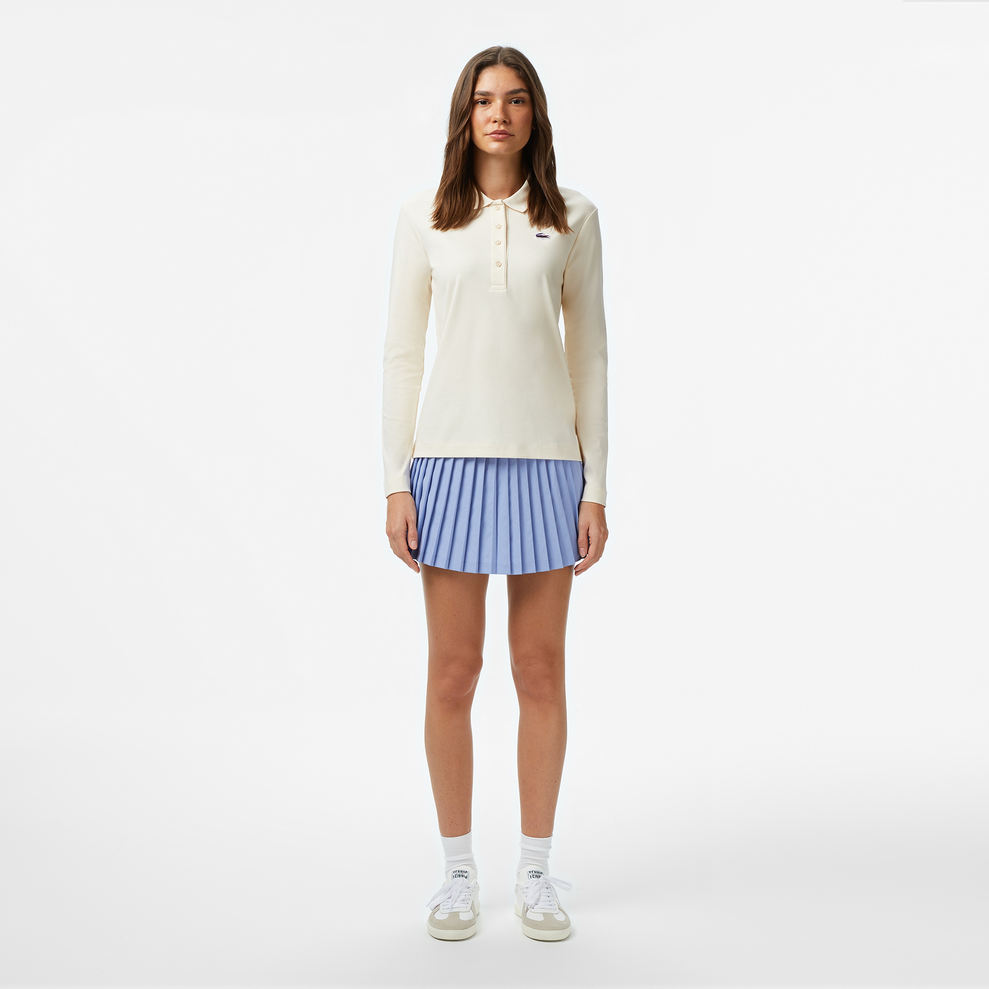 Kadın Regular Fit Uzun Kollu Krem Polo