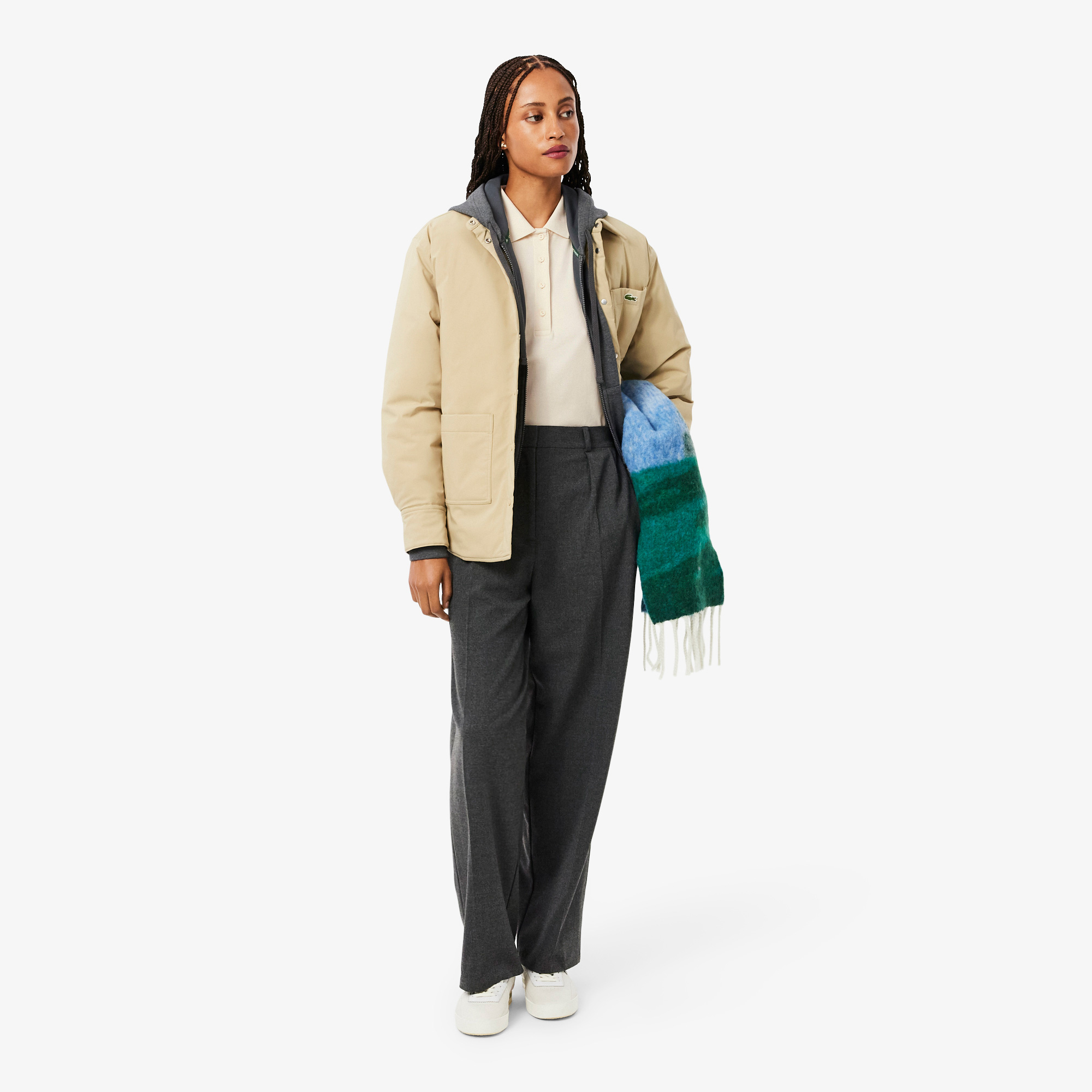 Kadın Regular Fit Uzun Kollu Krem Polo