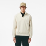 Erkek Classic Fit Yarım Fermuarlı Krem Sweatshirt