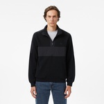 Erkek Classic Fit Yarım Fermuarlı Siyah Sweatshirt