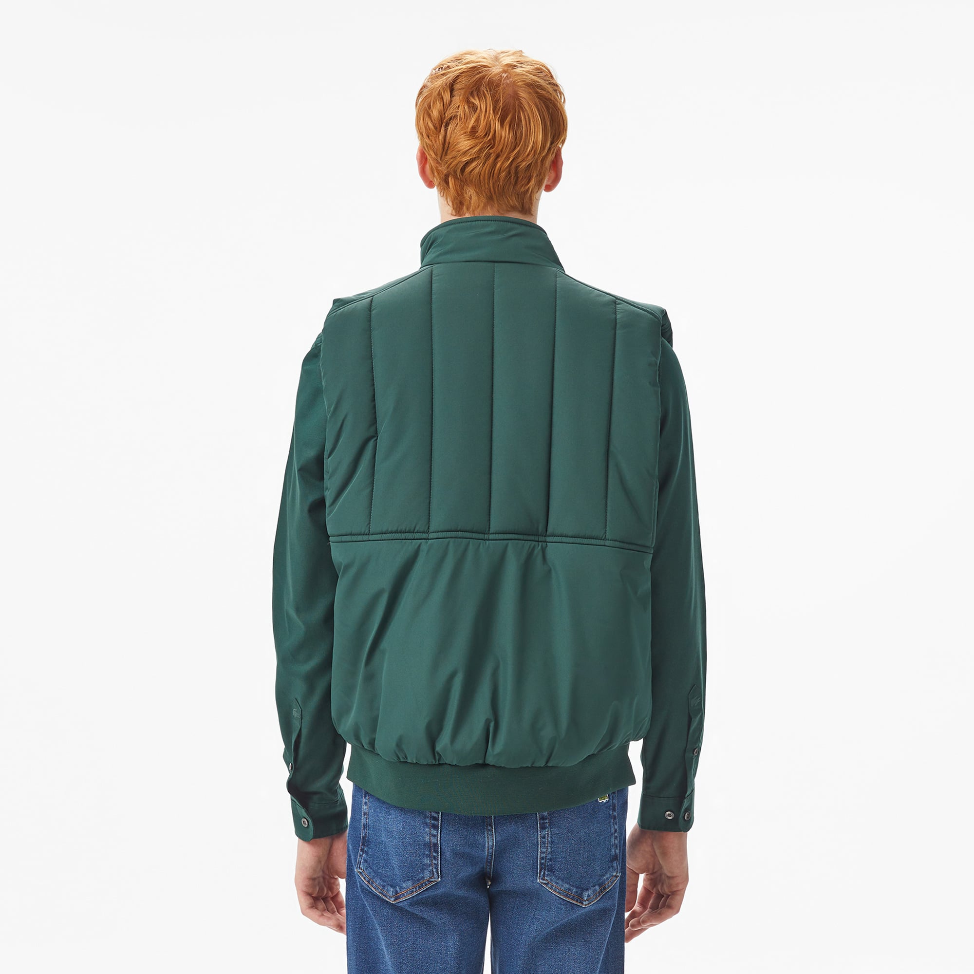 Erkek Dik Yaka Koyu Yeşil Yelek