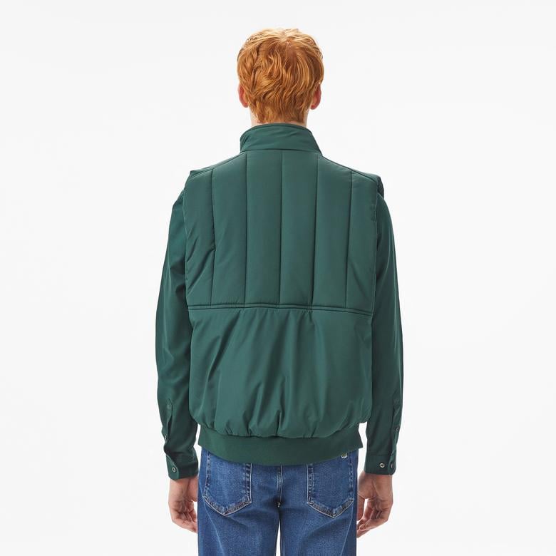 Erkek Dik Yaka Koyu Yeşil Yelek