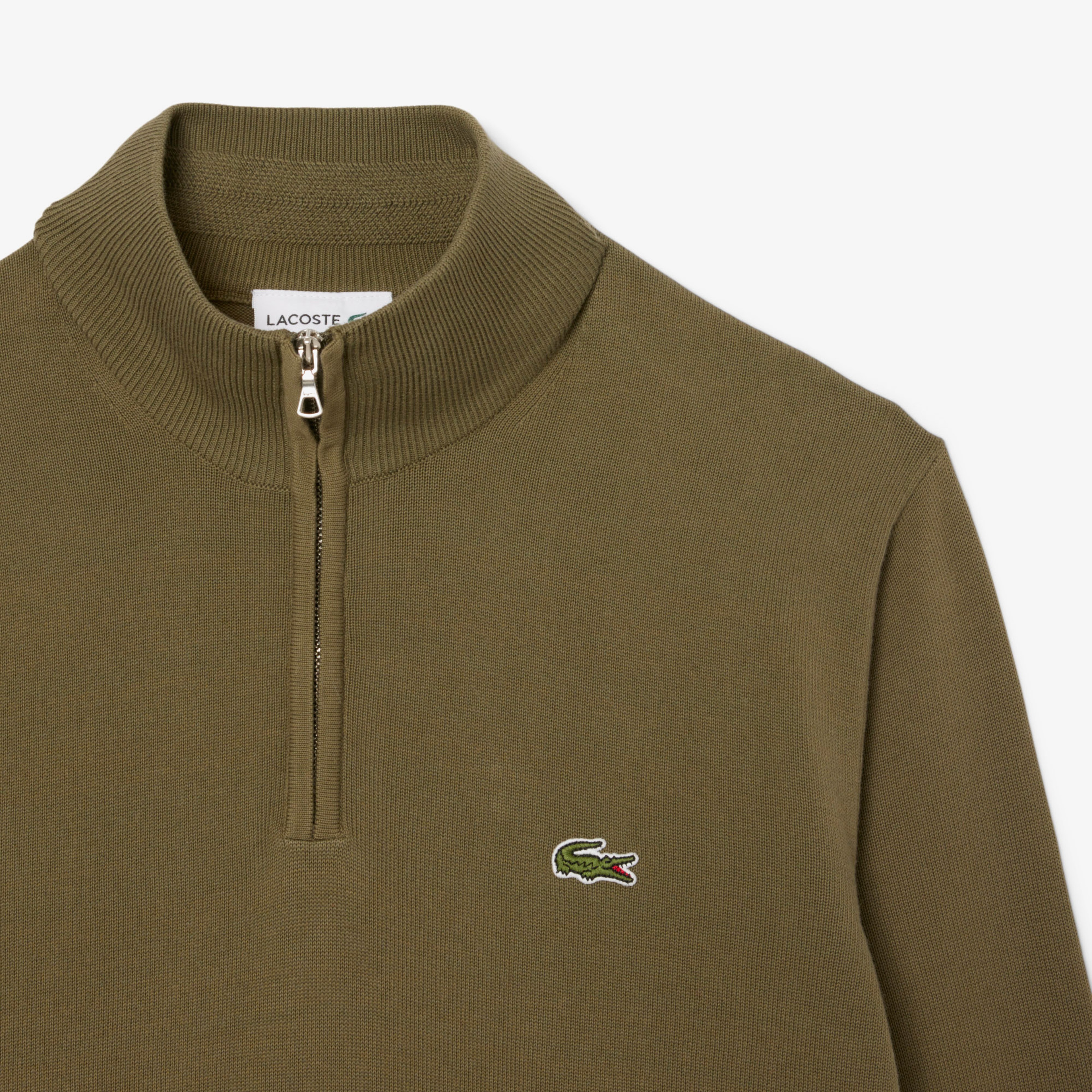 Lacoste Erkek Regular Fit Yarım Fermuarlı Haki Kazak