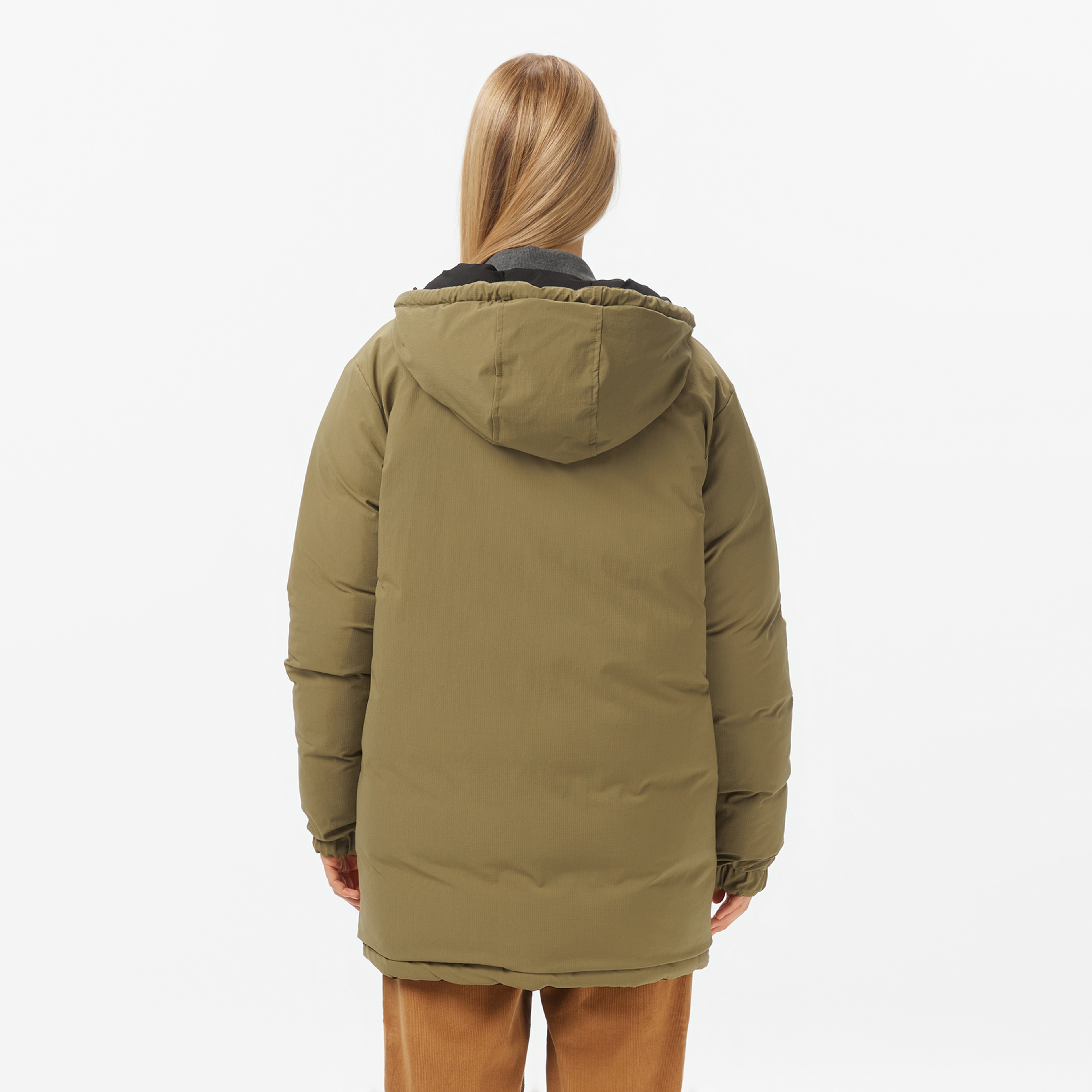 Kadın Kapüşonlu Çift Taraflı Siyah Mont