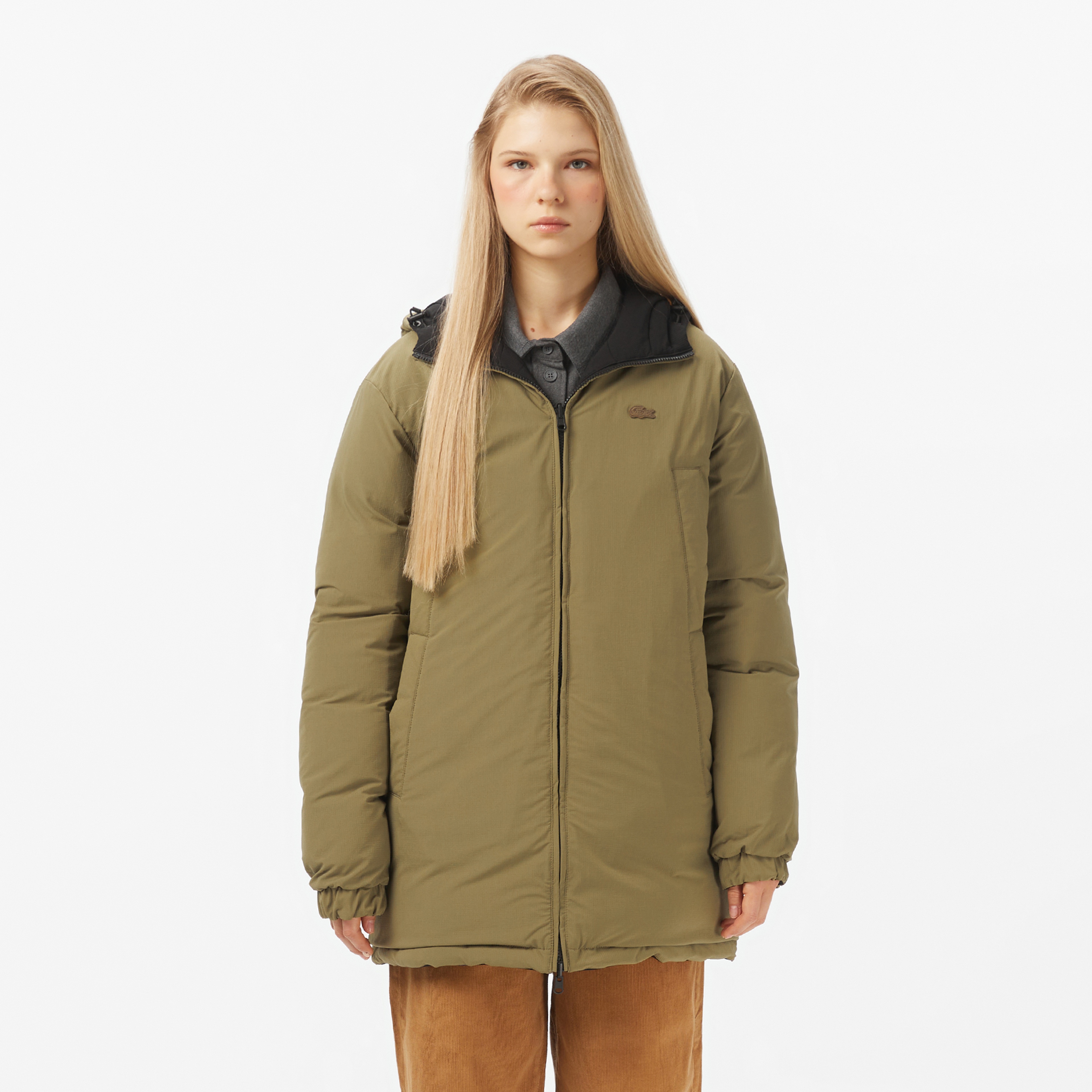 Kadın Kapüşonlu Çift Taraflı Siyah Mont