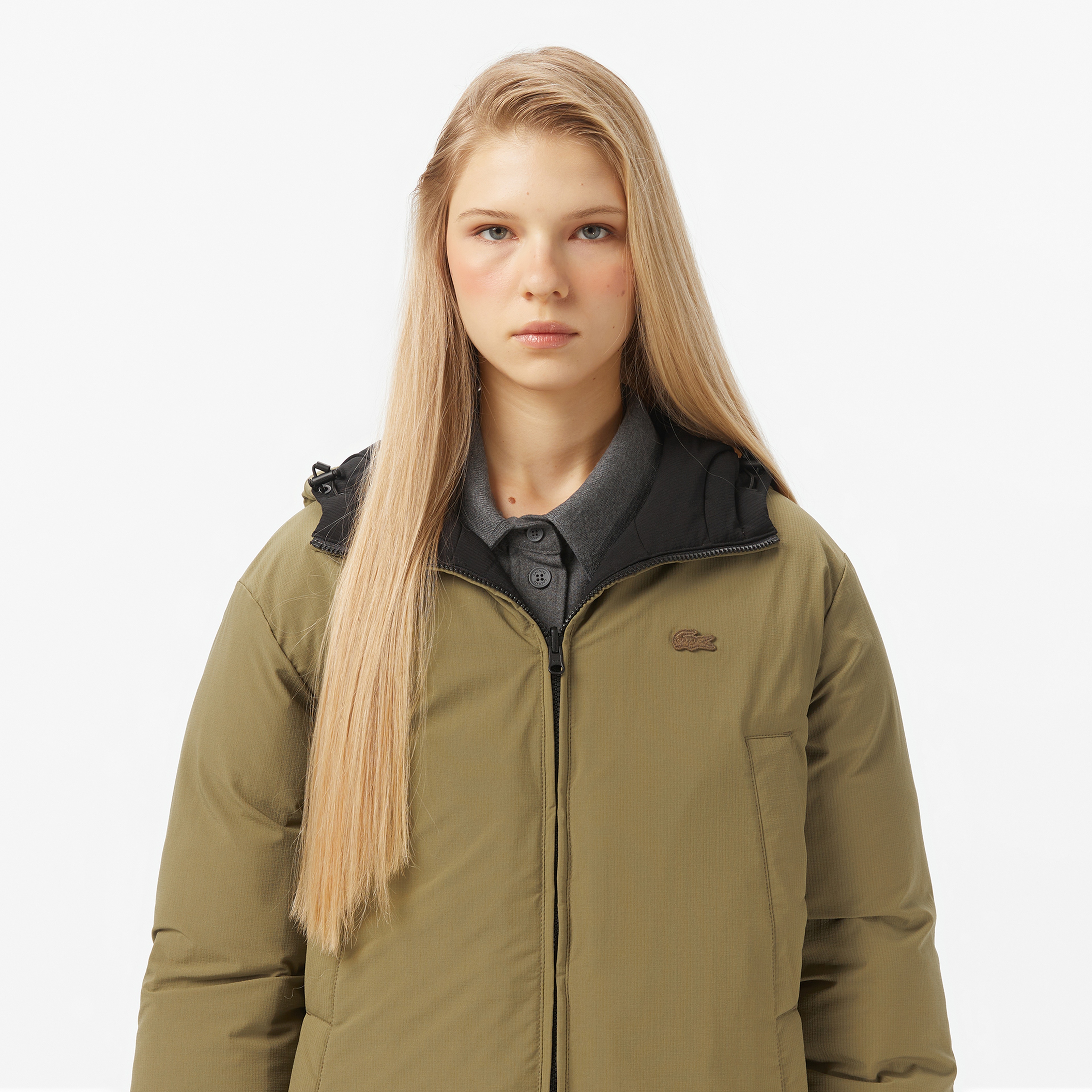 Kadın Kapüşonlu Çift Taraflı Siyah Mont