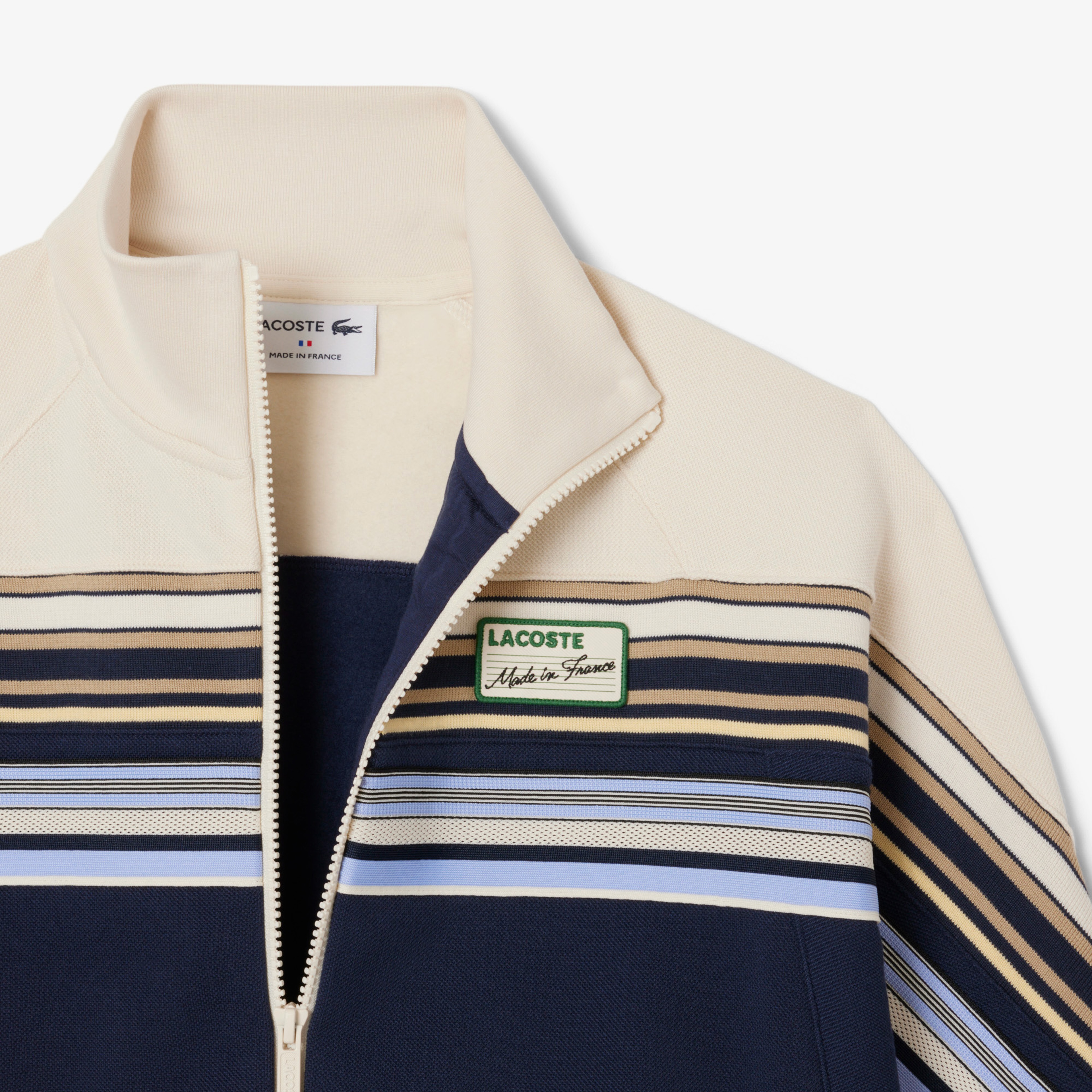 Kadın Relaxed Fit Fermuarlı Çizgili Lacivert Sweatshirt