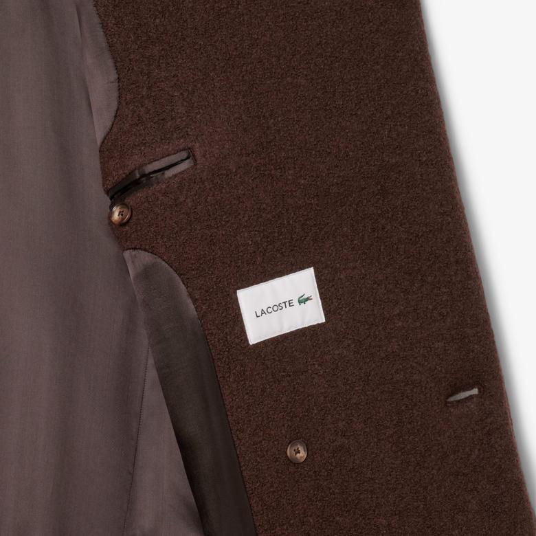 Kadın Relaxed Fit Yün Kahverengi Kaban