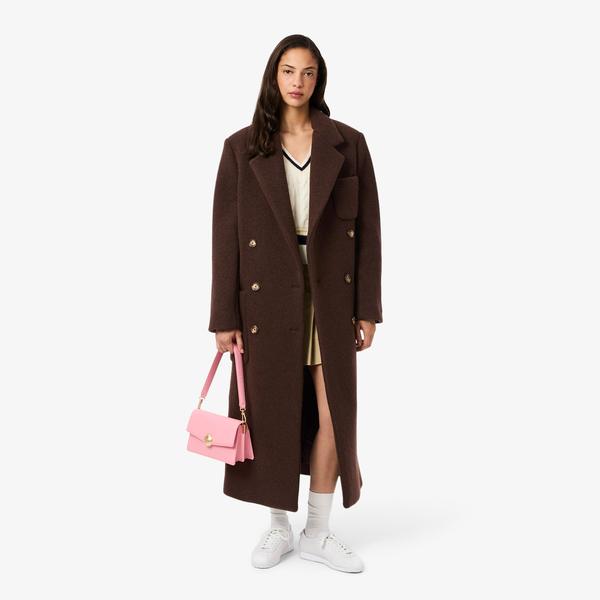 Kadın Relaxed Fit Yün Kahverengi Kaban