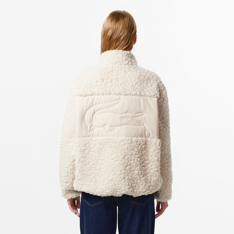 Kadın Dik Yaka Beyaz Ceket