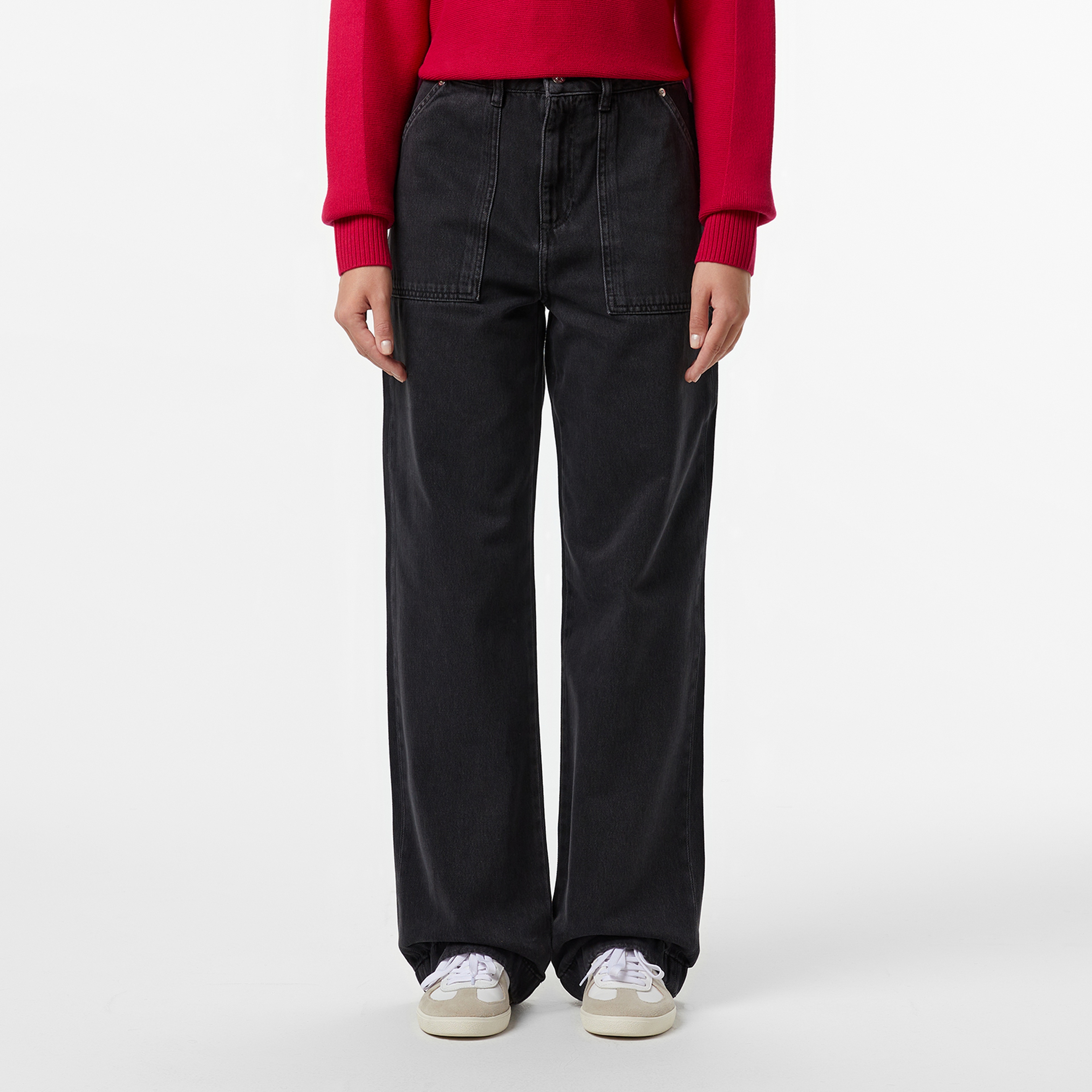 Kadın Stragiht Fit Koyu Gri Pantolon