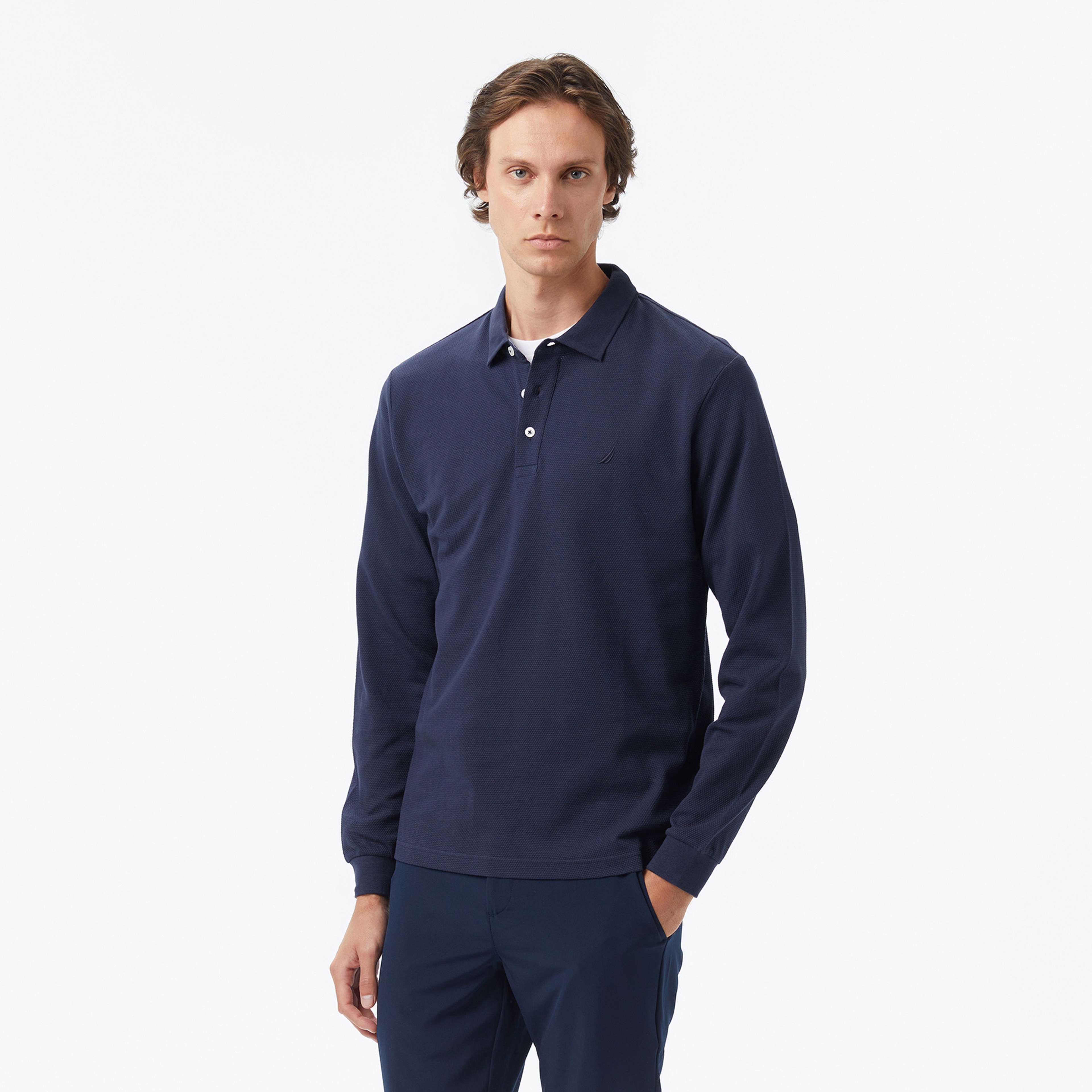 Nautica Classic Fit Erkek Lacivert Uzun Kollu Polo Yaka T-shirt