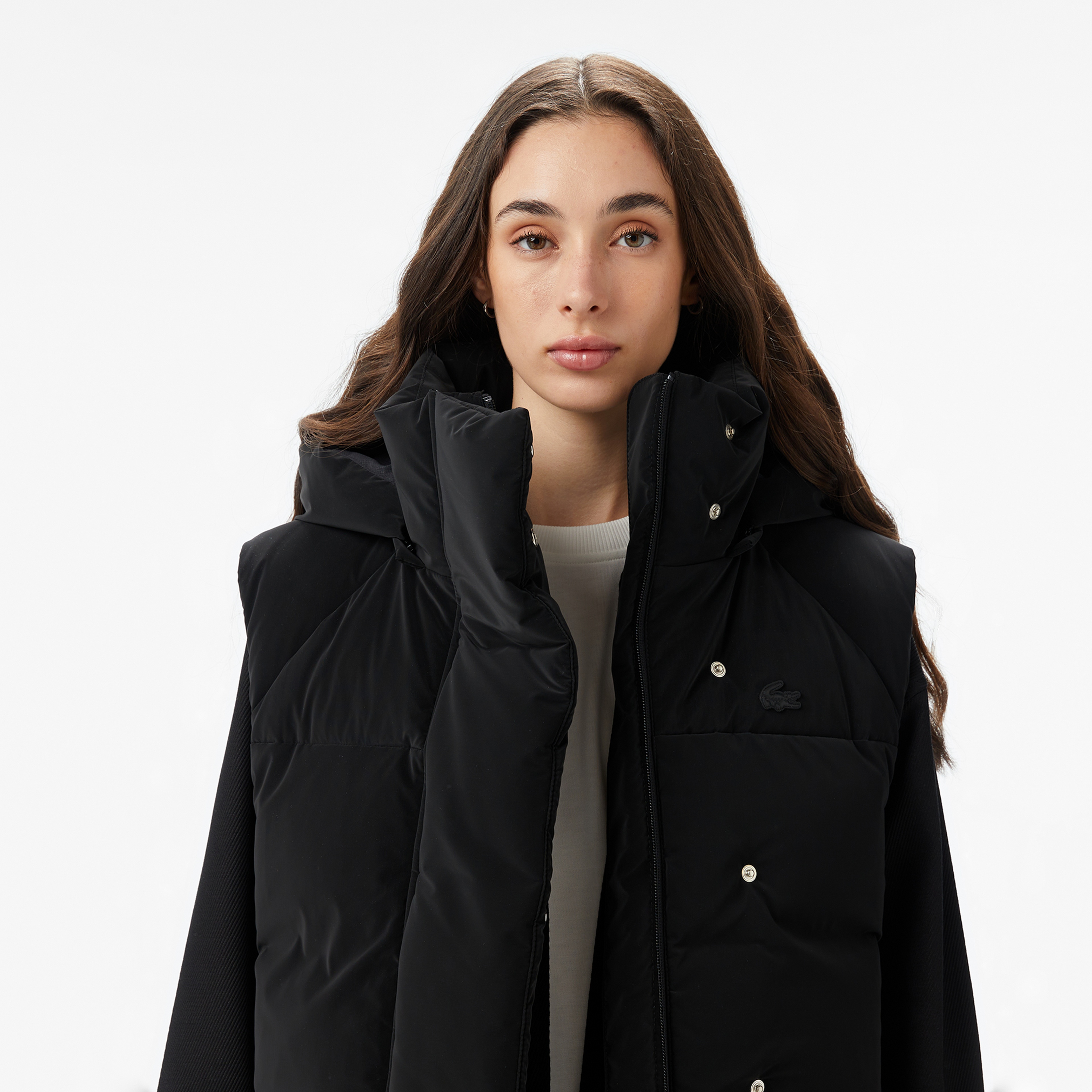 Kadın Kapüşonlu Siyah Yelek