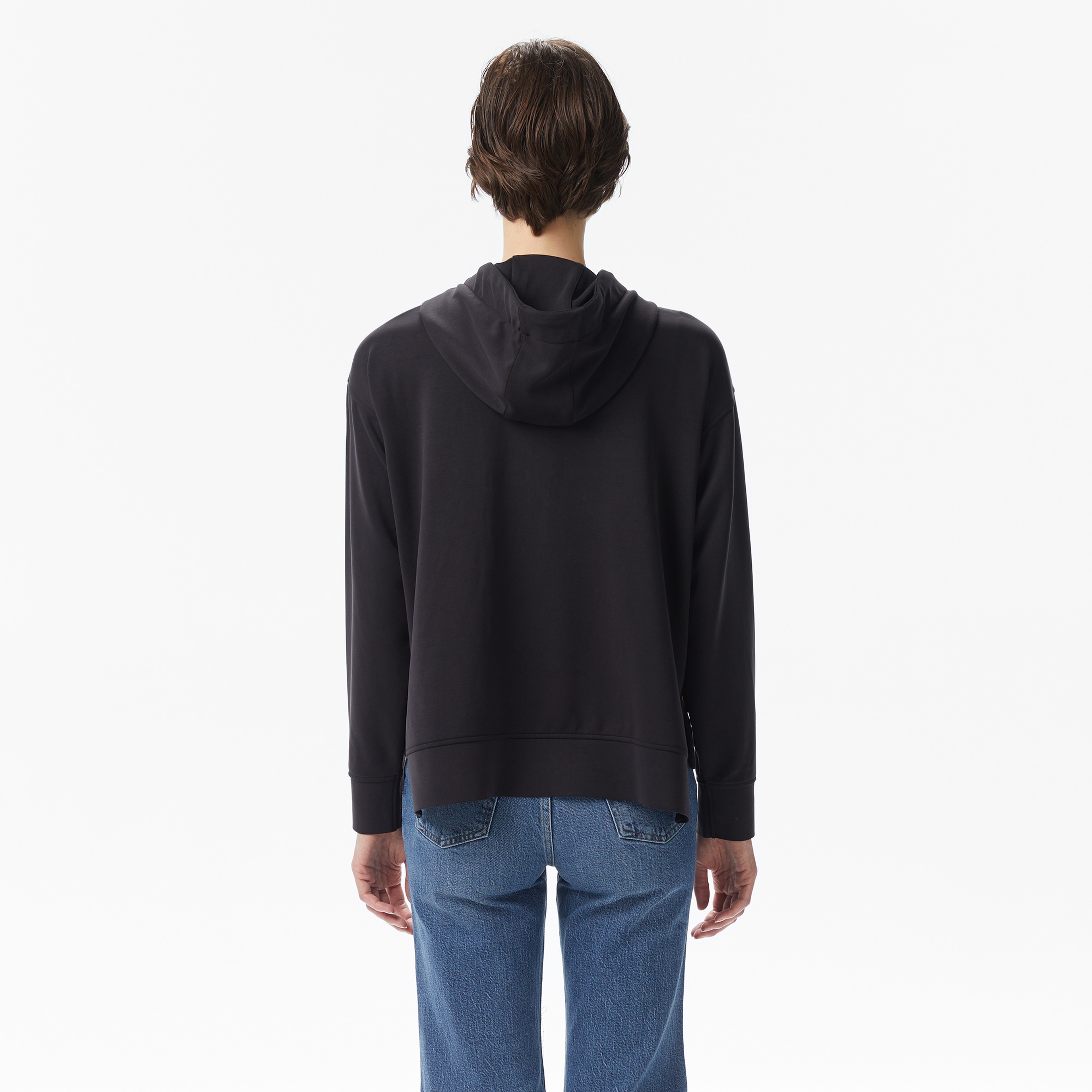 Lacoste Kadın Relaxed Fit Kapüşonlu Siyah Sweatshirt