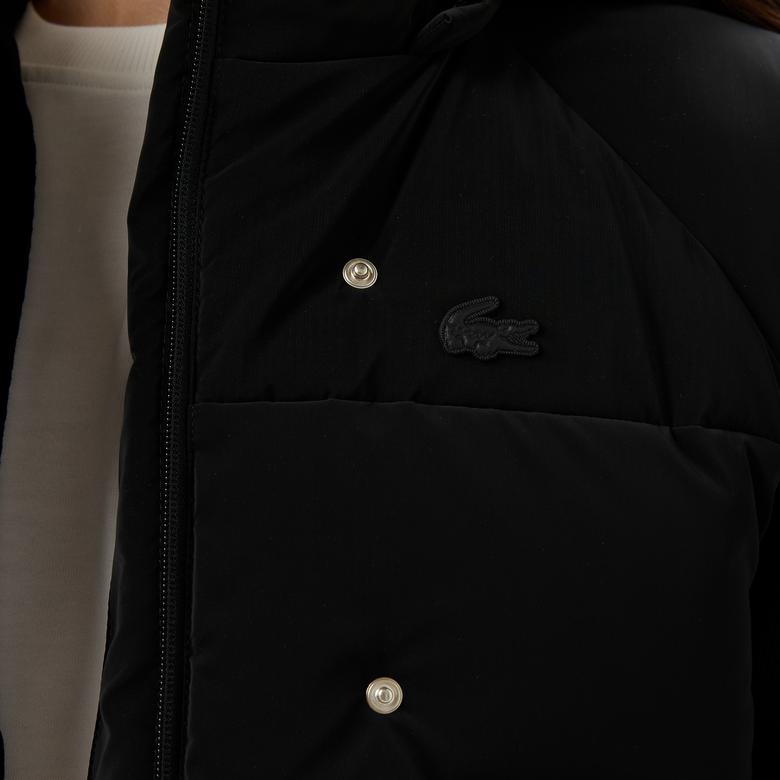 Kadın Kapüşonlu Siyah Yelek