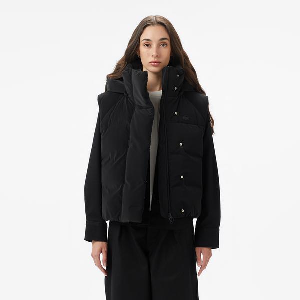 Kadın Kapüşonlu Siyah Yelek