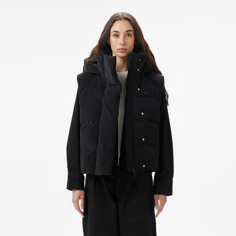 Kadın Kapüşonlu Siyah Yelek