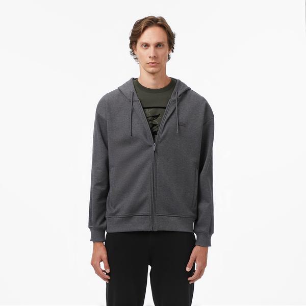 Erkek Relaxed Fit Kapüşonlu Gri Sweatshirt