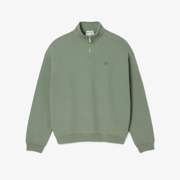 Lacoste Heavy Fleece Zipper Neck Unisex Yeşil Sweatshirt