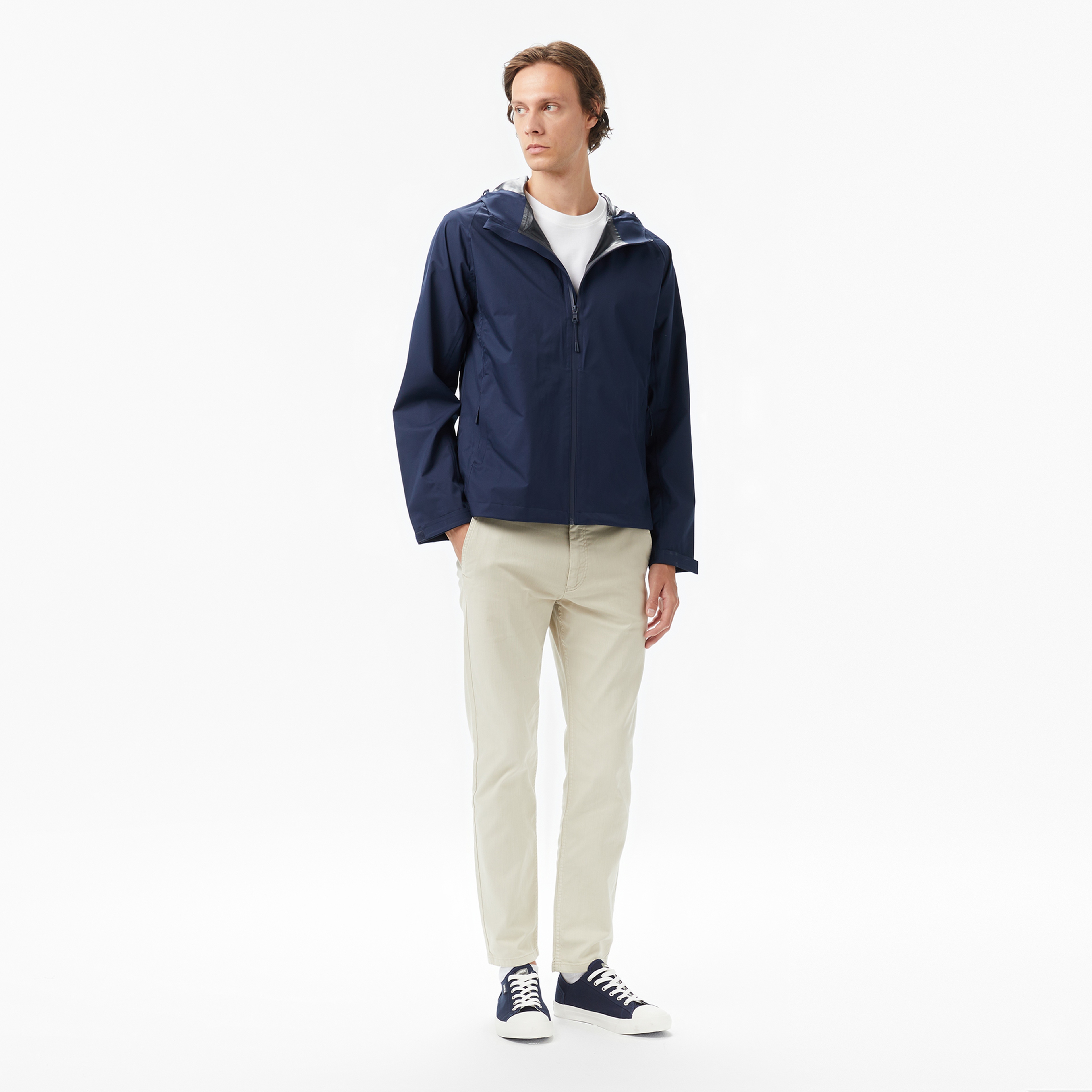 Nautica Erkek Lacivert Regular Fit Kapüşonlu Su Geçirmez Yağmurluk