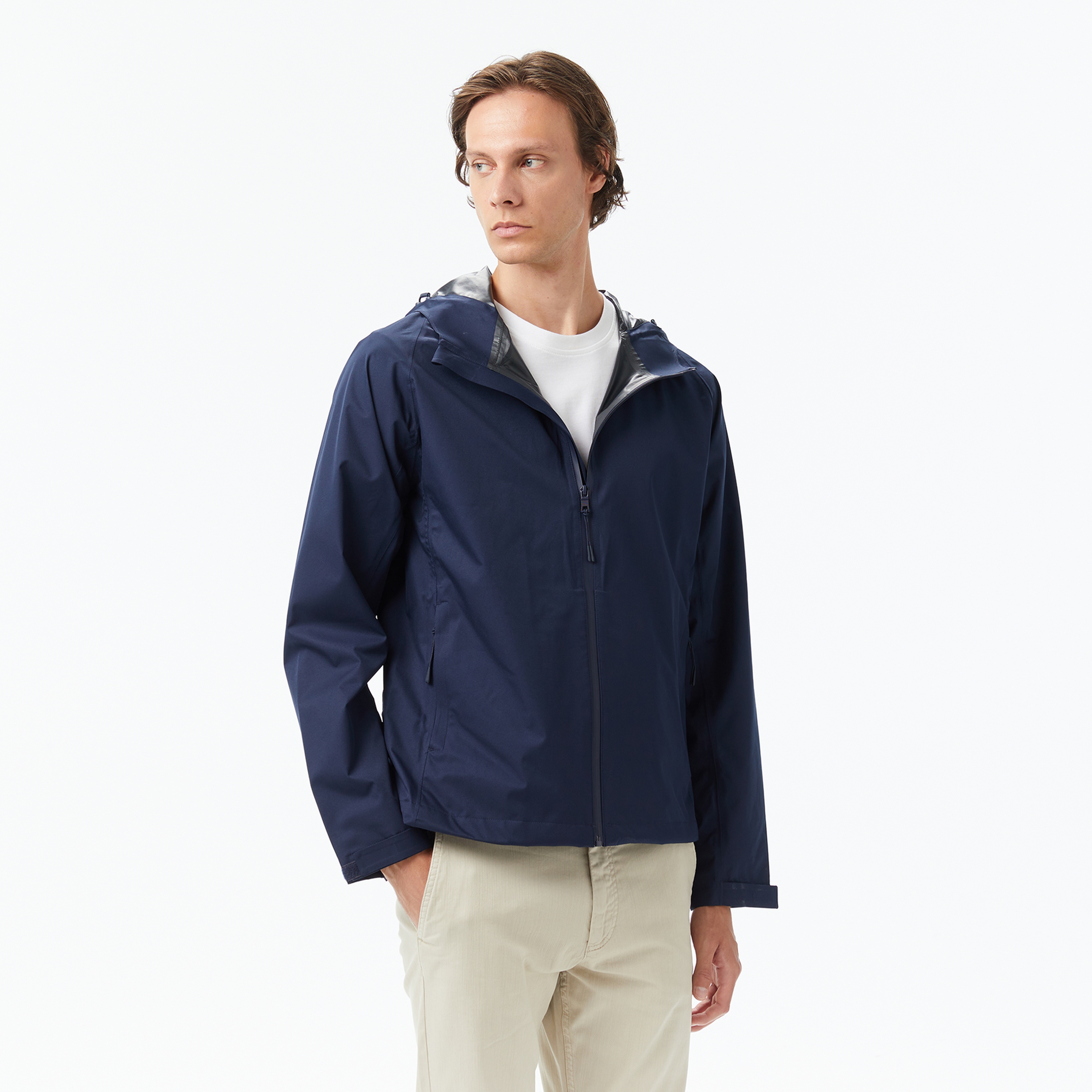 Nautica Erkek Lacivert Regular Fit Kapüşonlu Su Geçirmez Yağmurluk