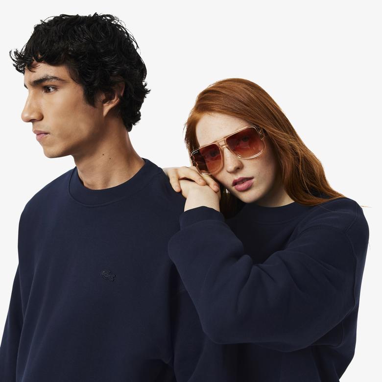 Lacoste Loose Fit Heavy Fleece Unisex Lacivert Sweatshirt