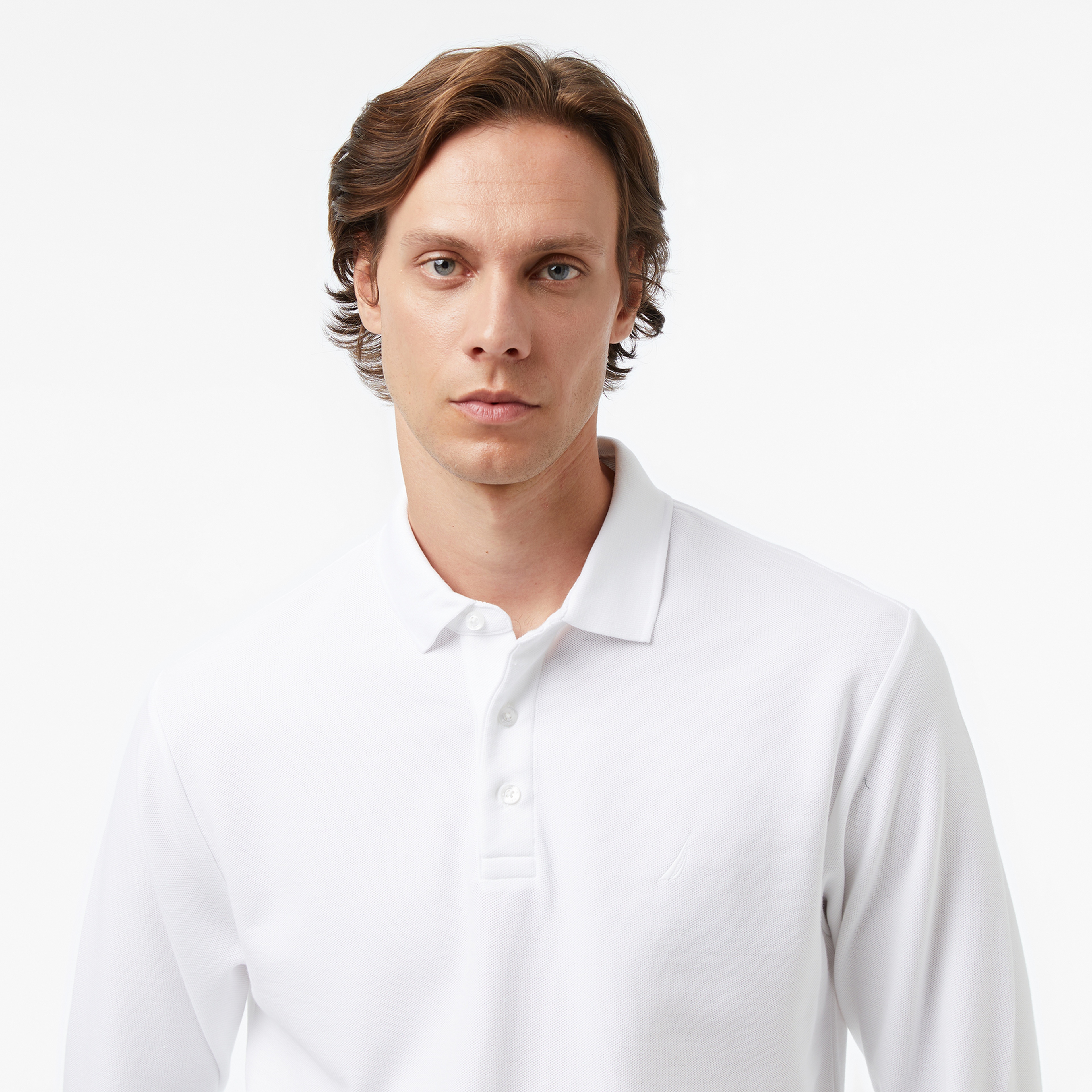 Nautica Erkek Beyaz Classic Fit Uzun Kollu Polo Yaka T-Shirt